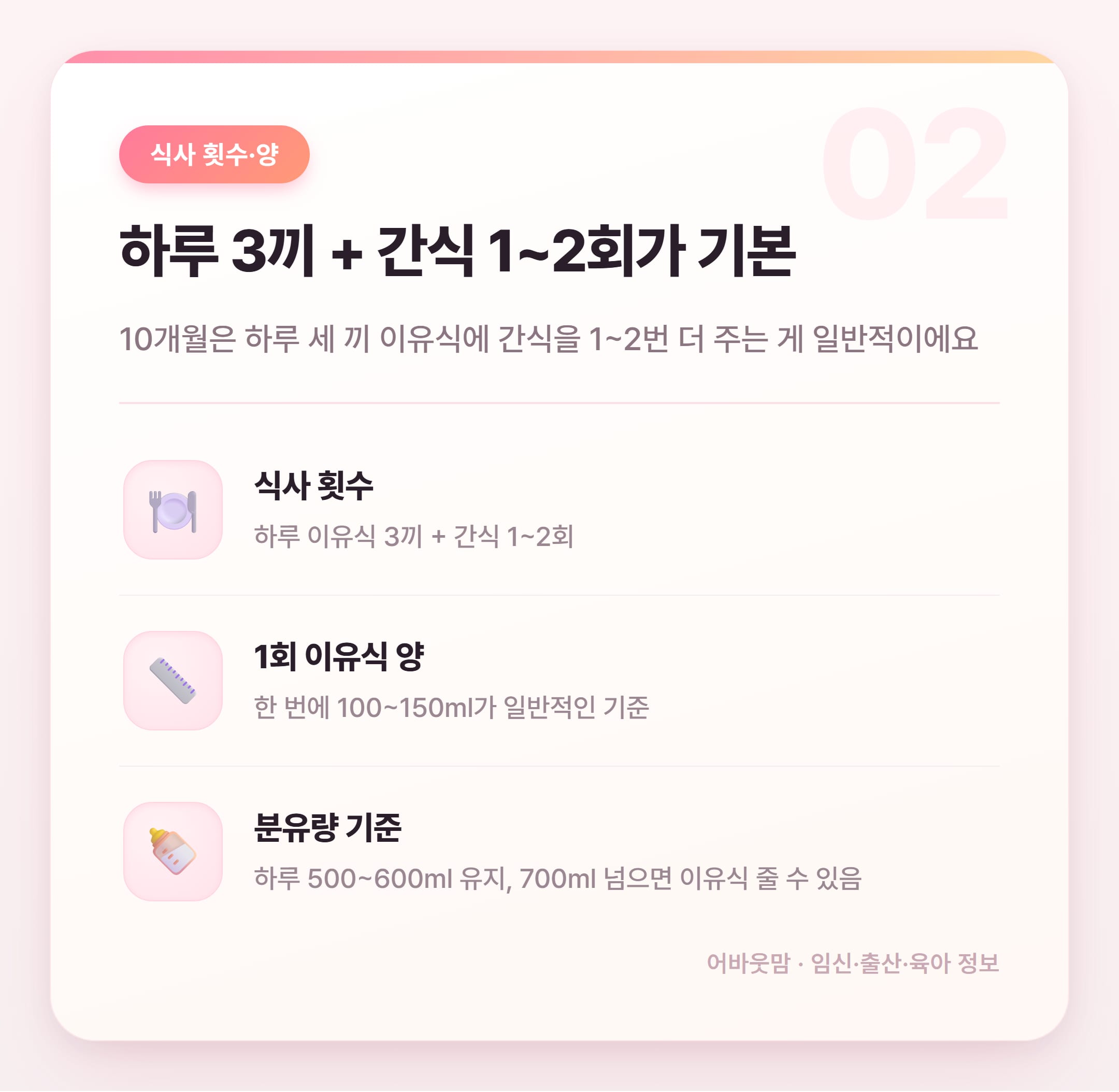 10개월 유아식 식단 총정리 2026 설명 카드