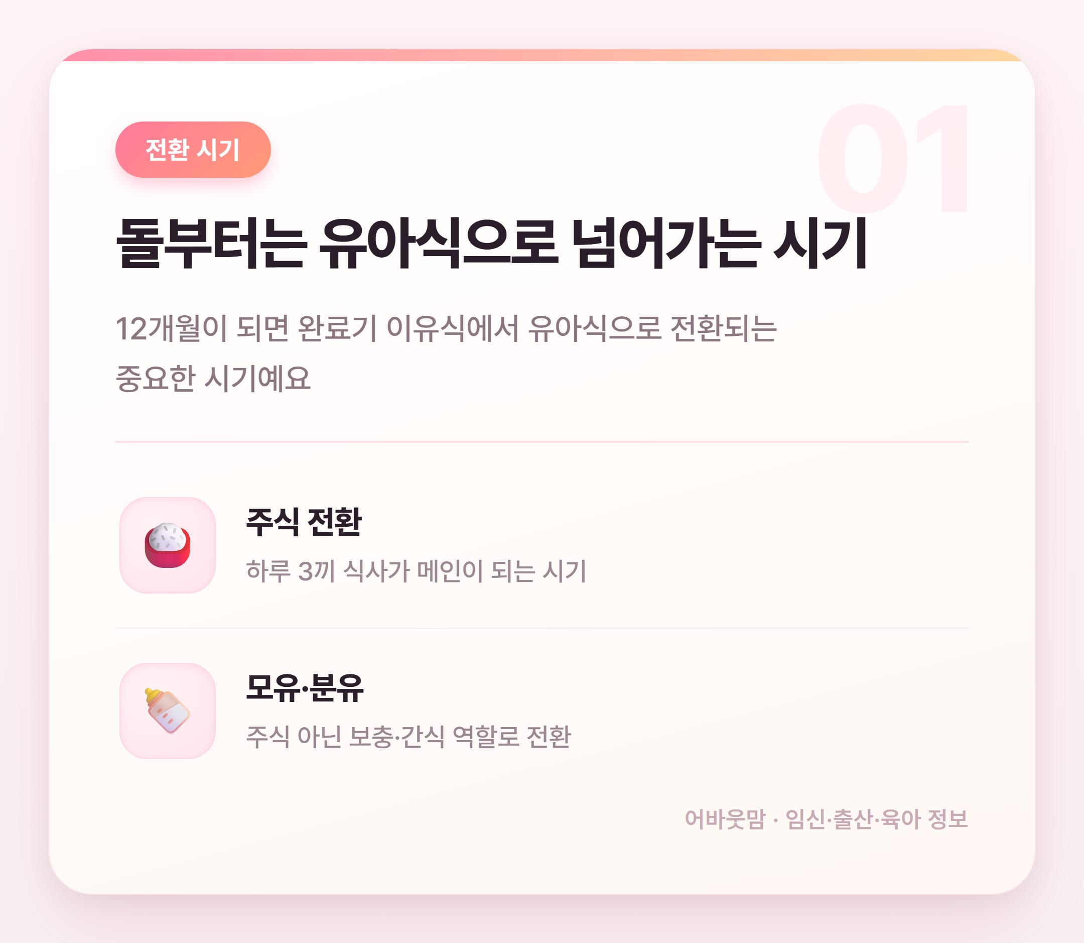 12개월 유아식 식단표 실전 정리 설명 카드