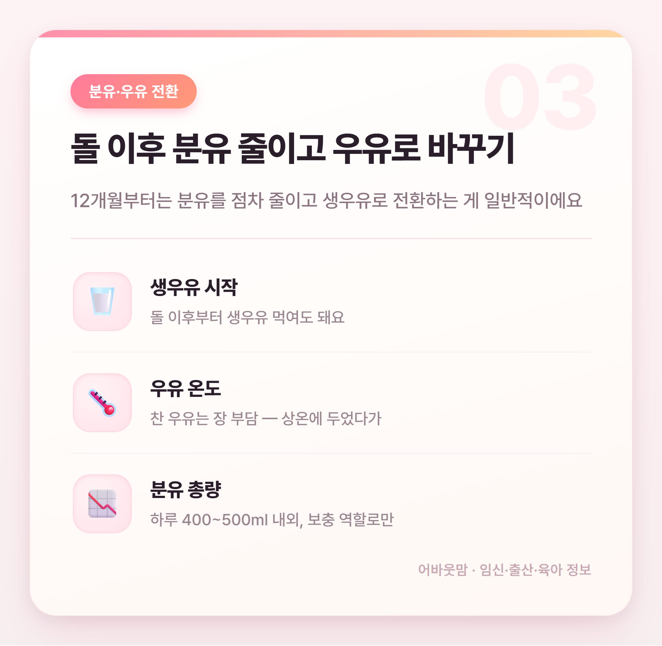 12개월 유아식 식단표 실전 정리 설명 카드