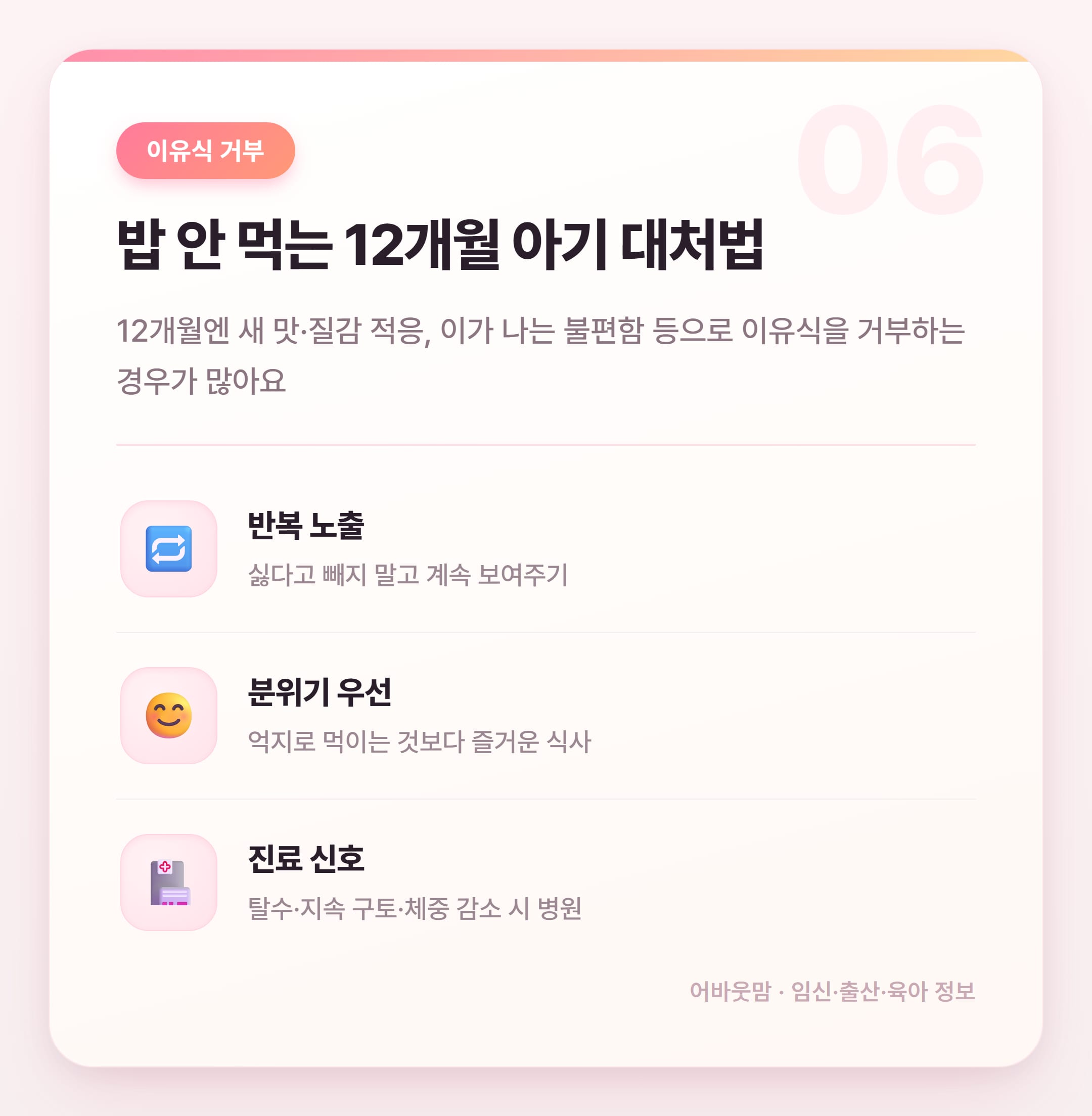12개월 유아식 식단표 실전 정리 설명 카드