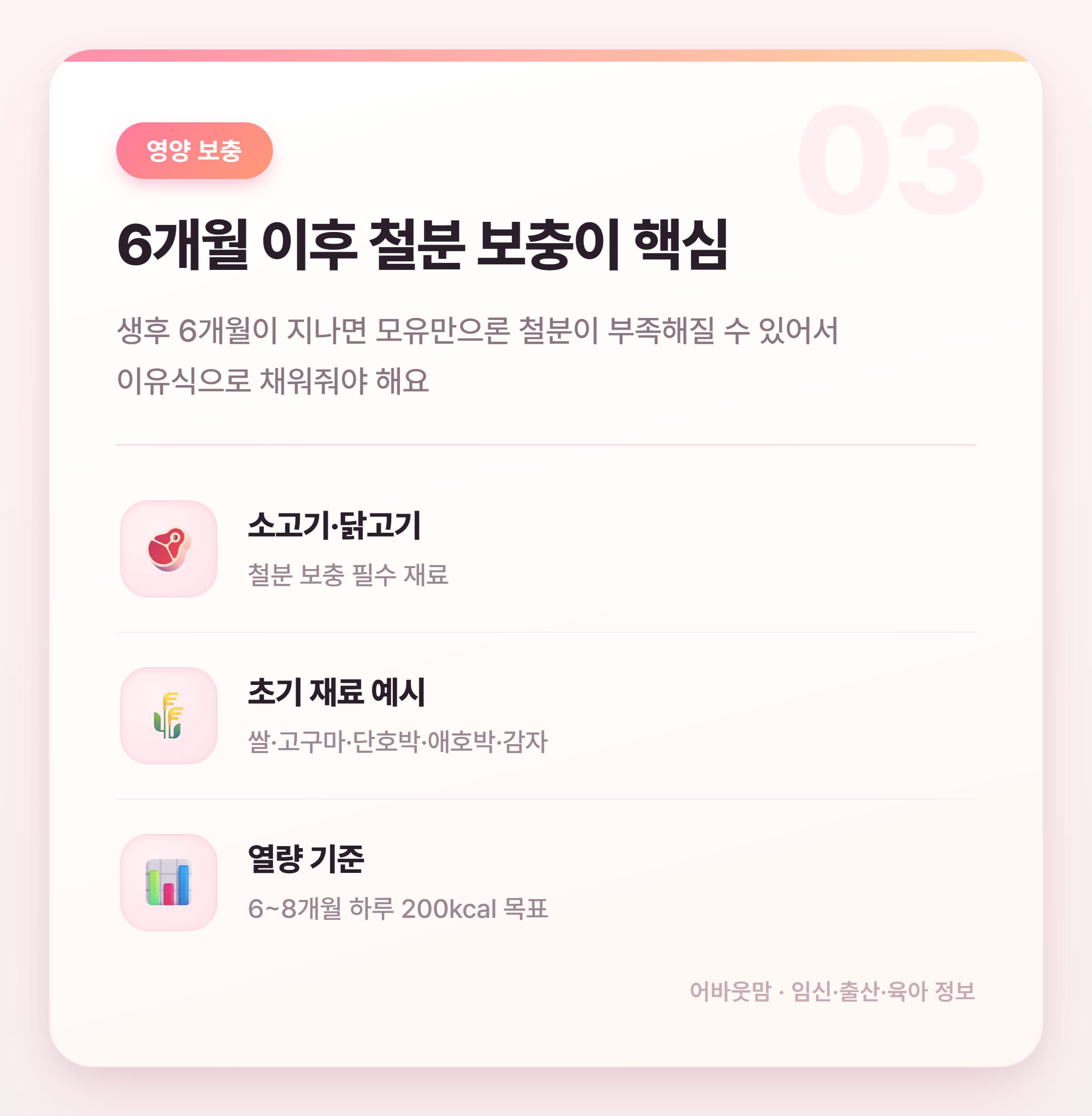 이유식 시작시기 170일 기준 단계별 정리 설명 카드