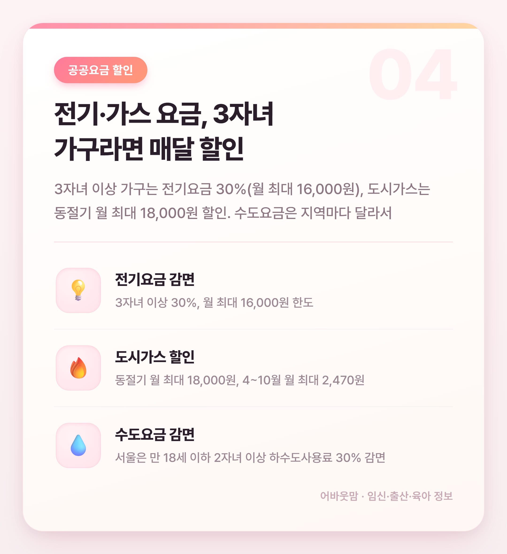 2026 다자녀 혜택 총정리, 2자녀도 됩니다 설명 카드