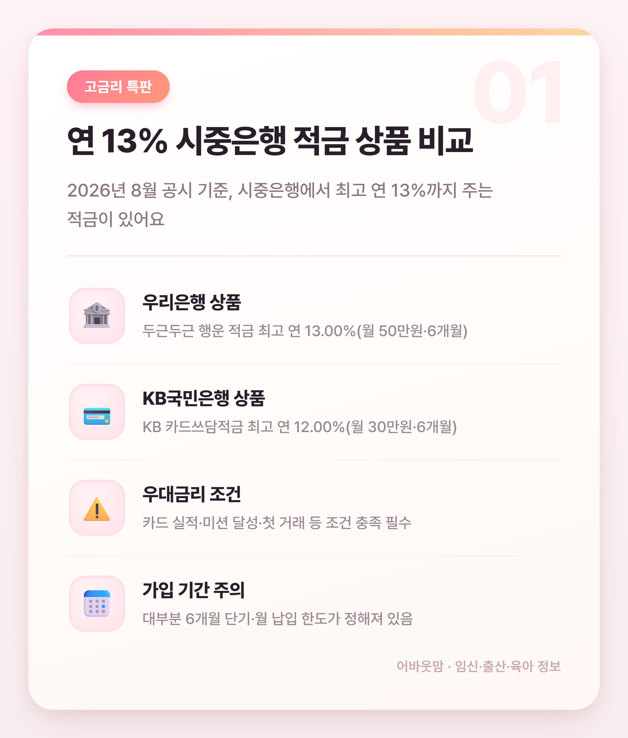 은행 적금 추천 2026년 고금리 상품 총정리 설명 카드