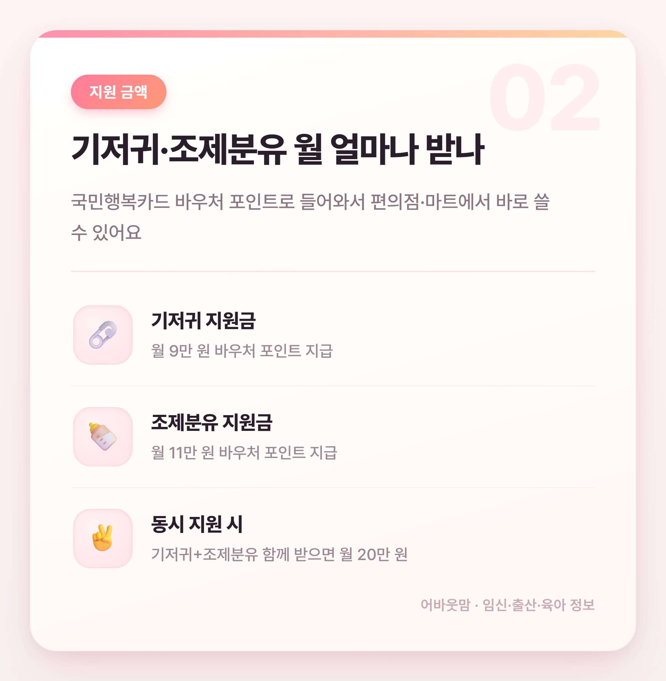 기저귀바우처 기간·신청 방법 2026년 총정리 설명 카드