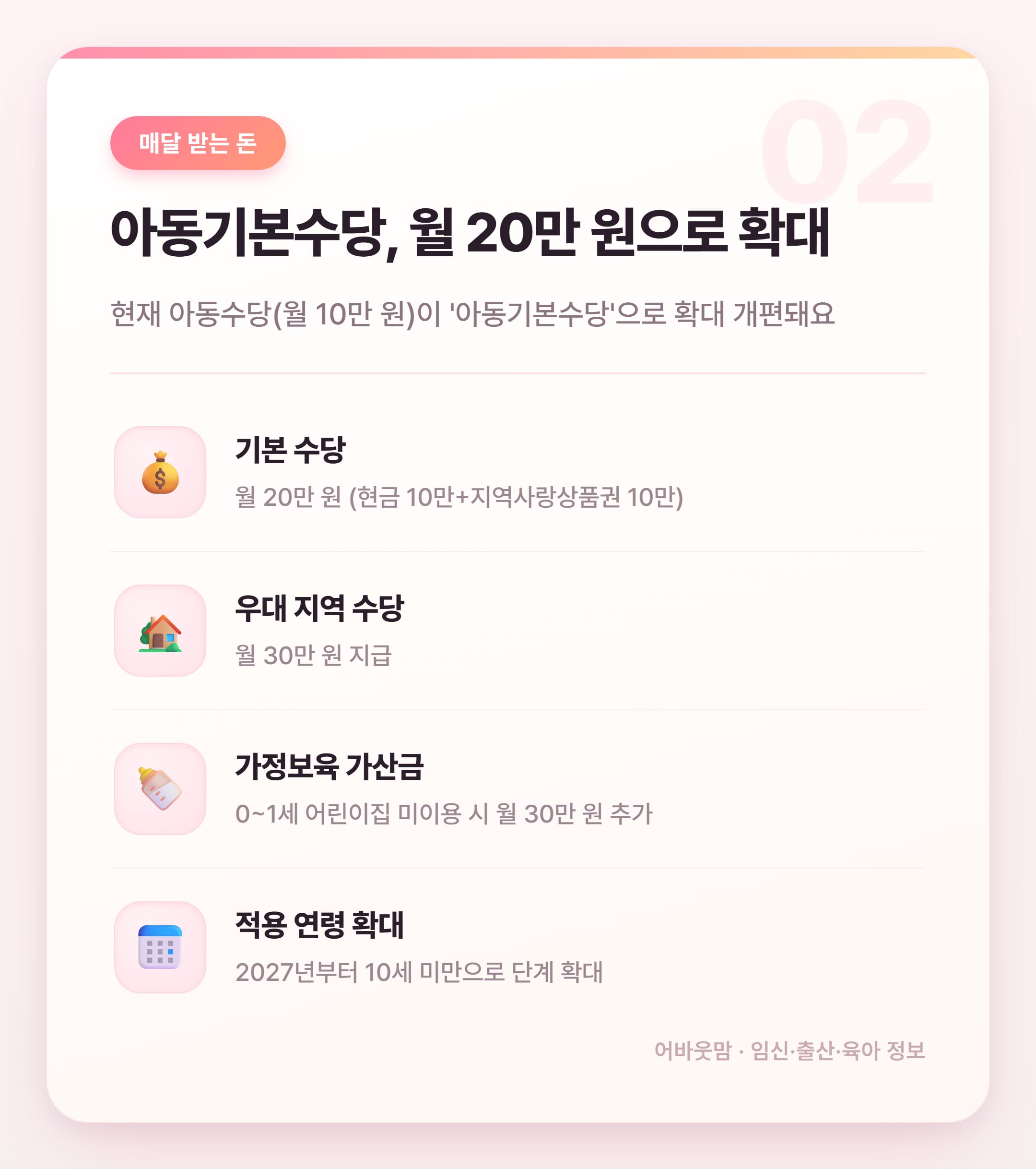 내년 출산지원금 총정리 2026년 최신 설명 카드