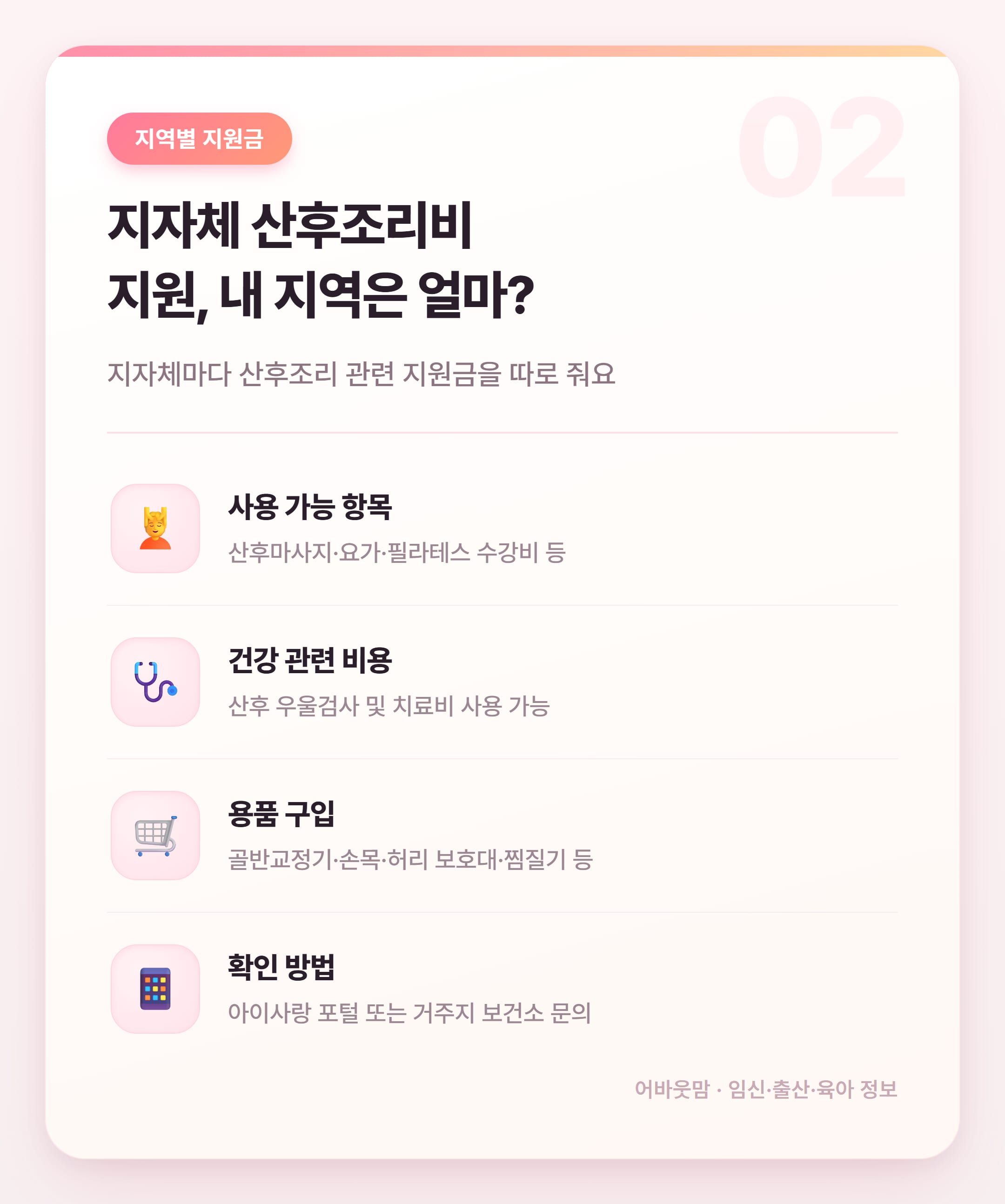 산후조리원 지원 2026년 빠짐없이 받는 법 설명 카드