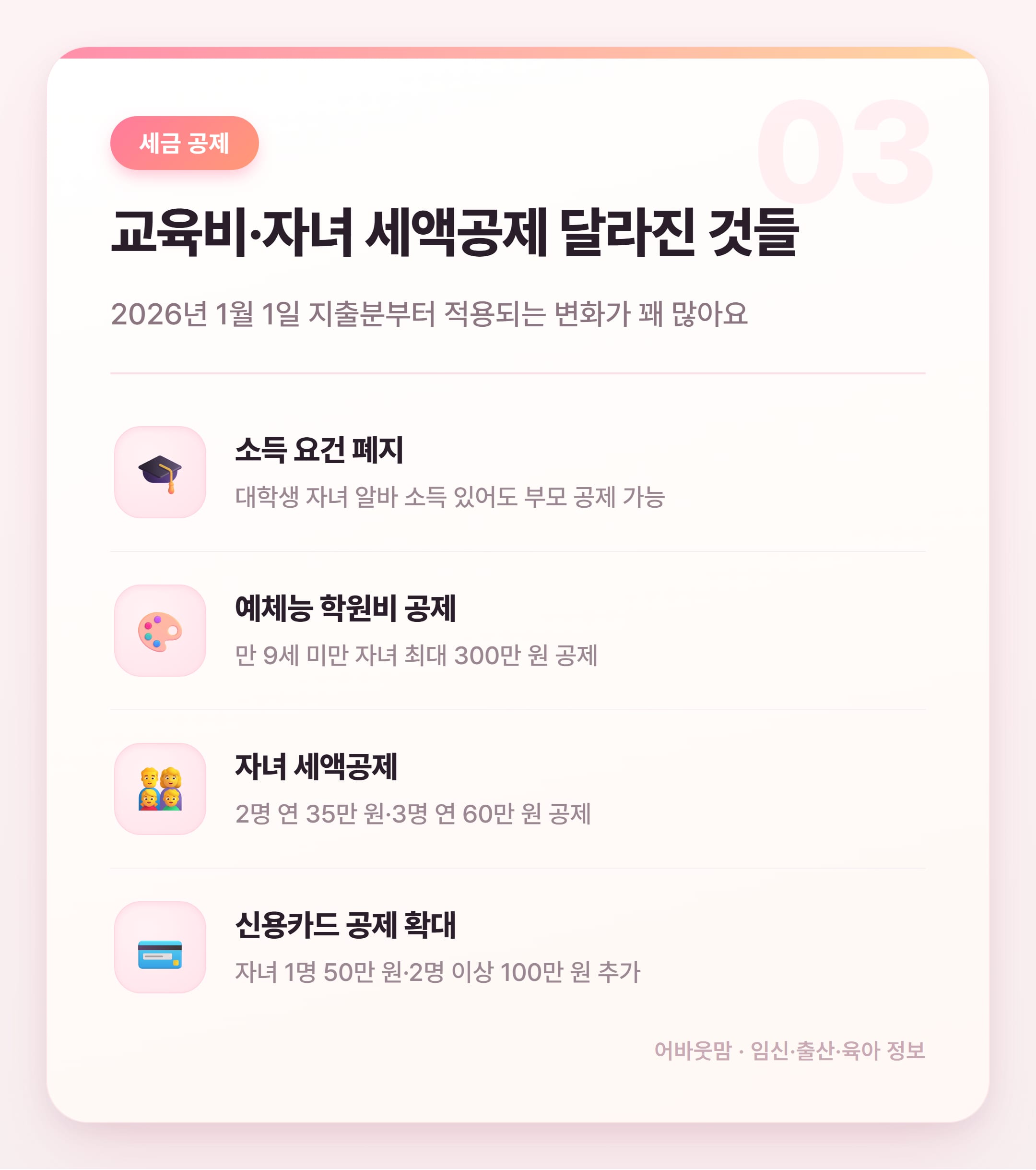 대학 다자녀 혜택 2026년 총정리 설명 카드