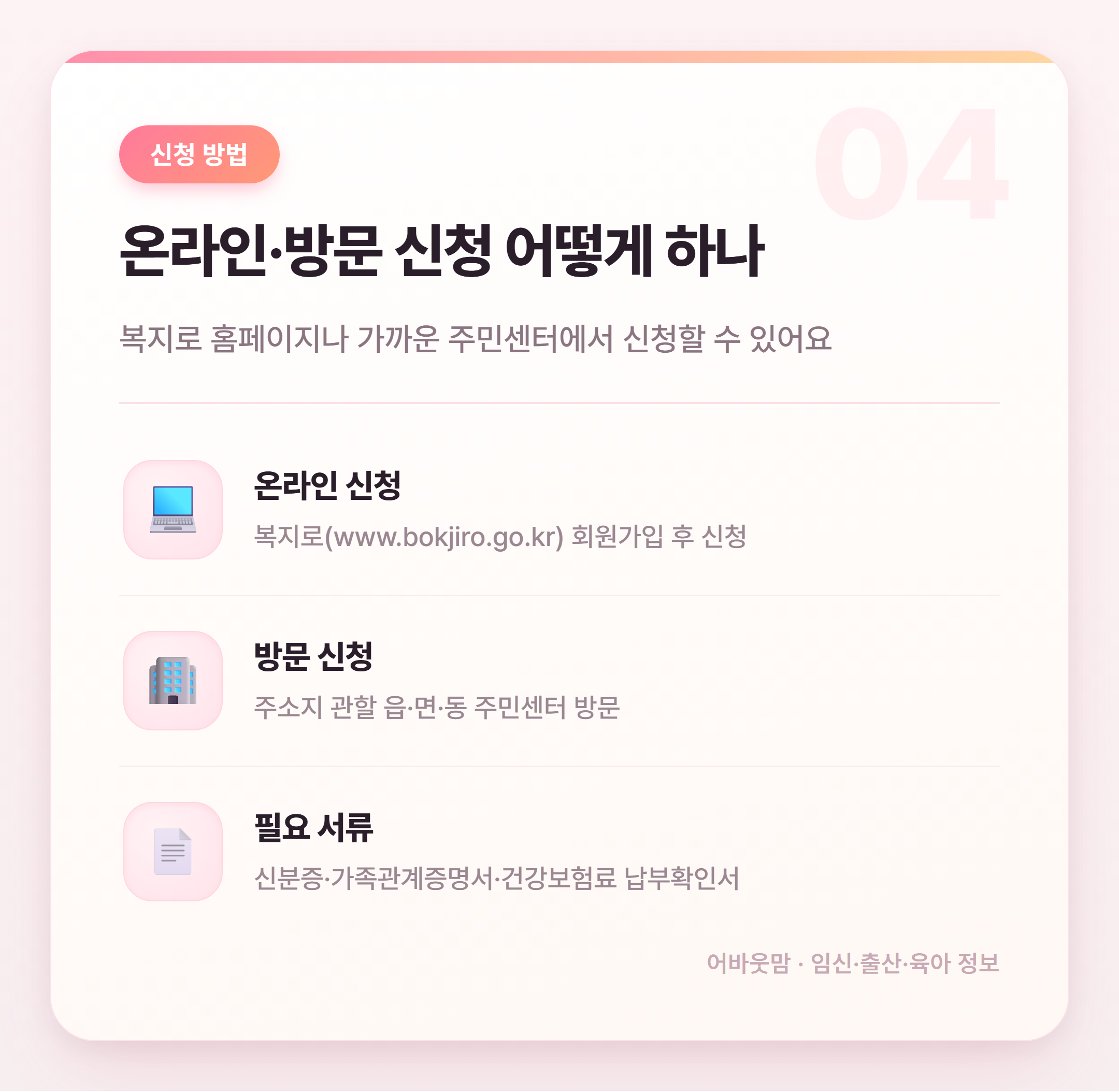 2026년 아이돌봄서비스 신청 방법 총정리 설명 카드