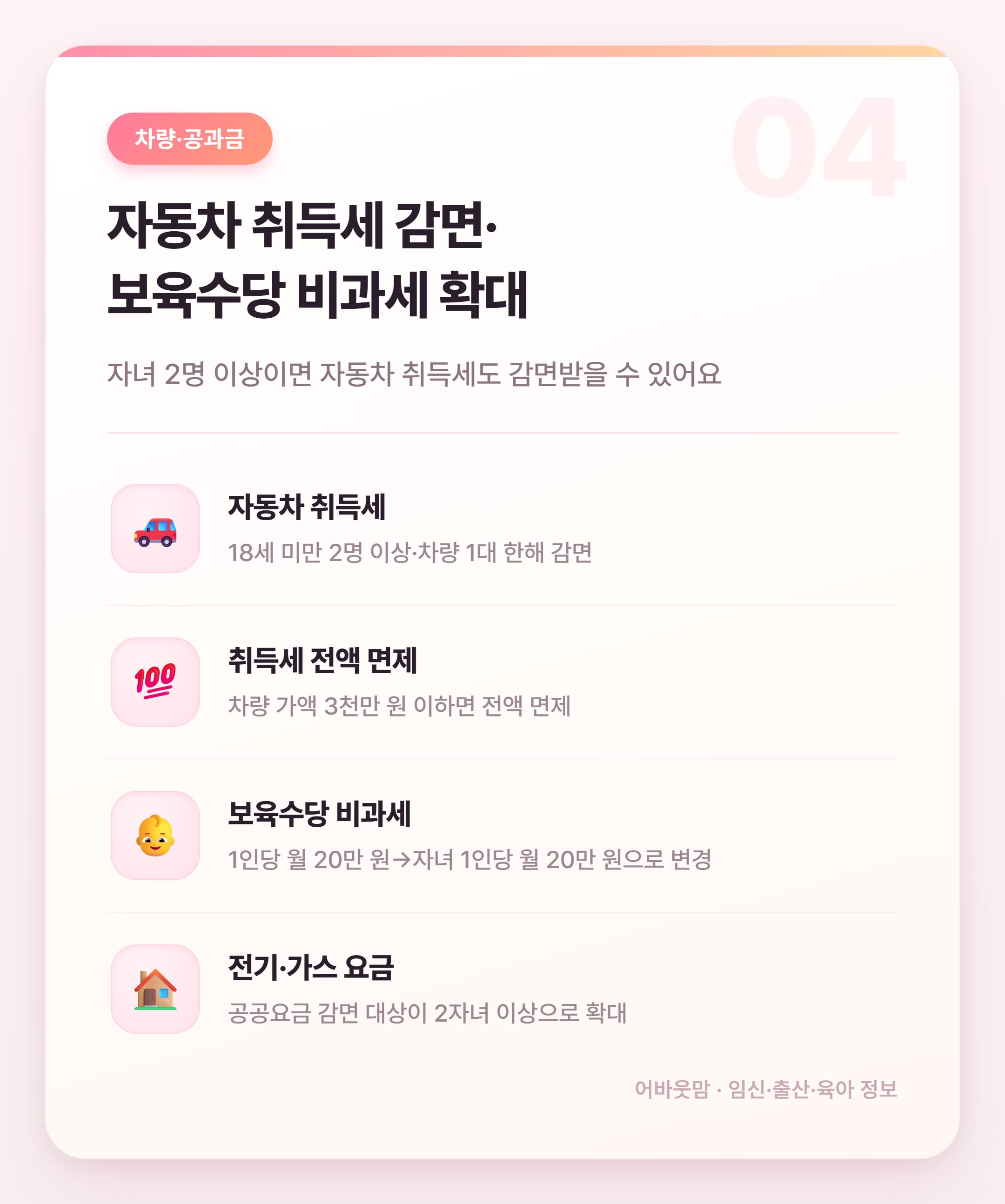 대학 다자녀 혜택 2026년 총정리 설명 카드