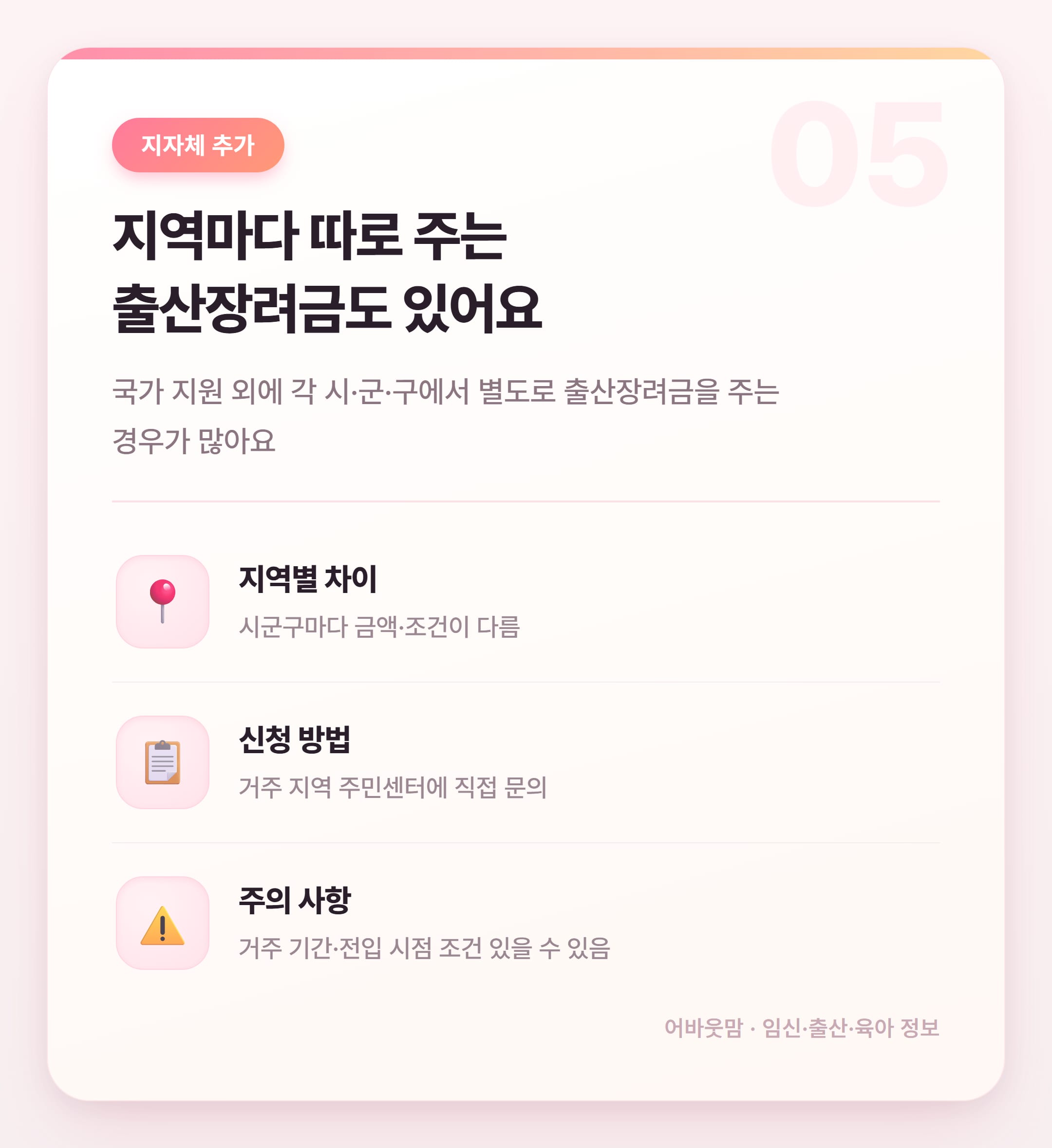 2026년 출산지원금 총정리 엄마들 필독 설명 카드