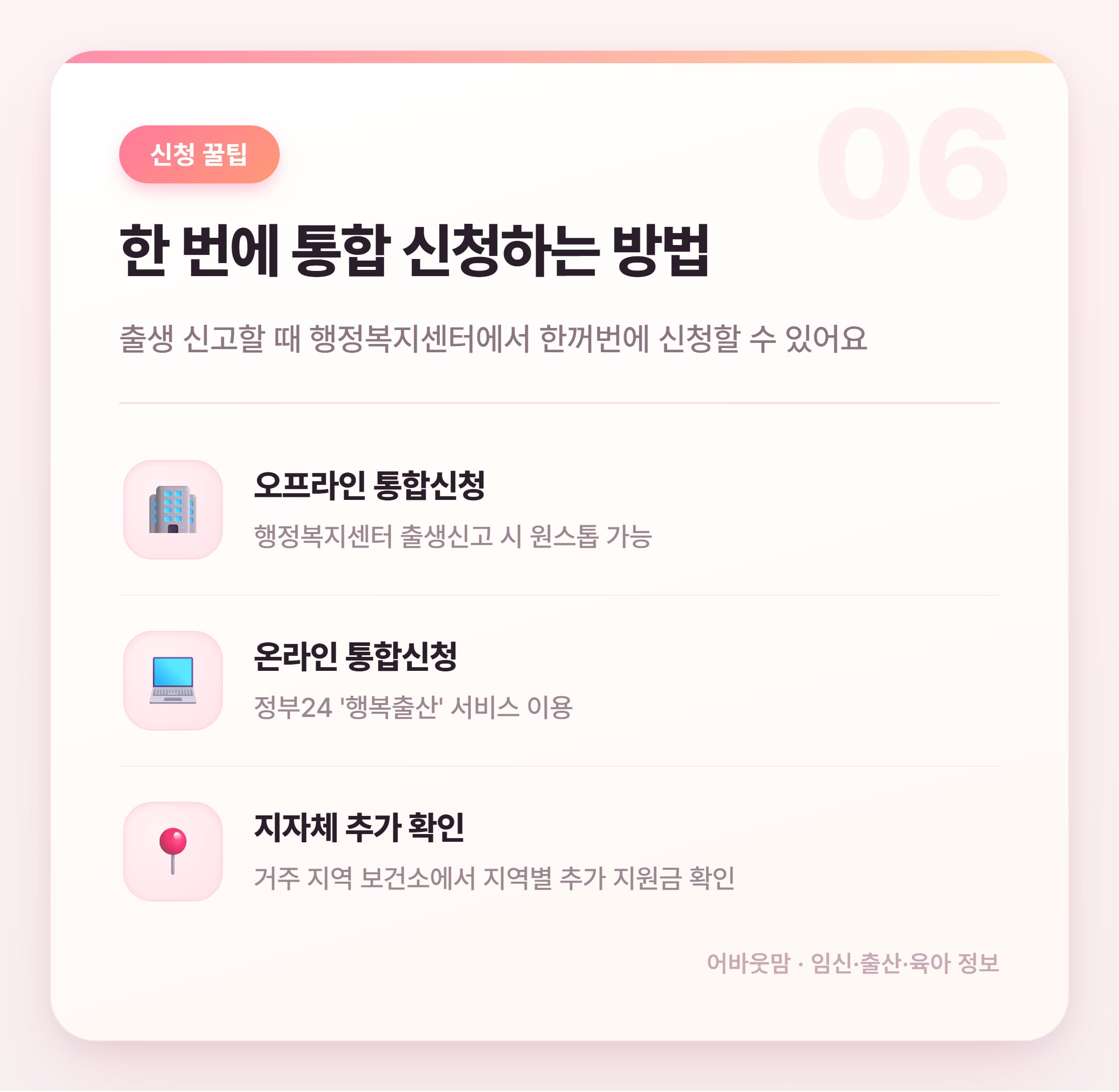 2026년 출산지원금 비교 총정리 설명 카드
