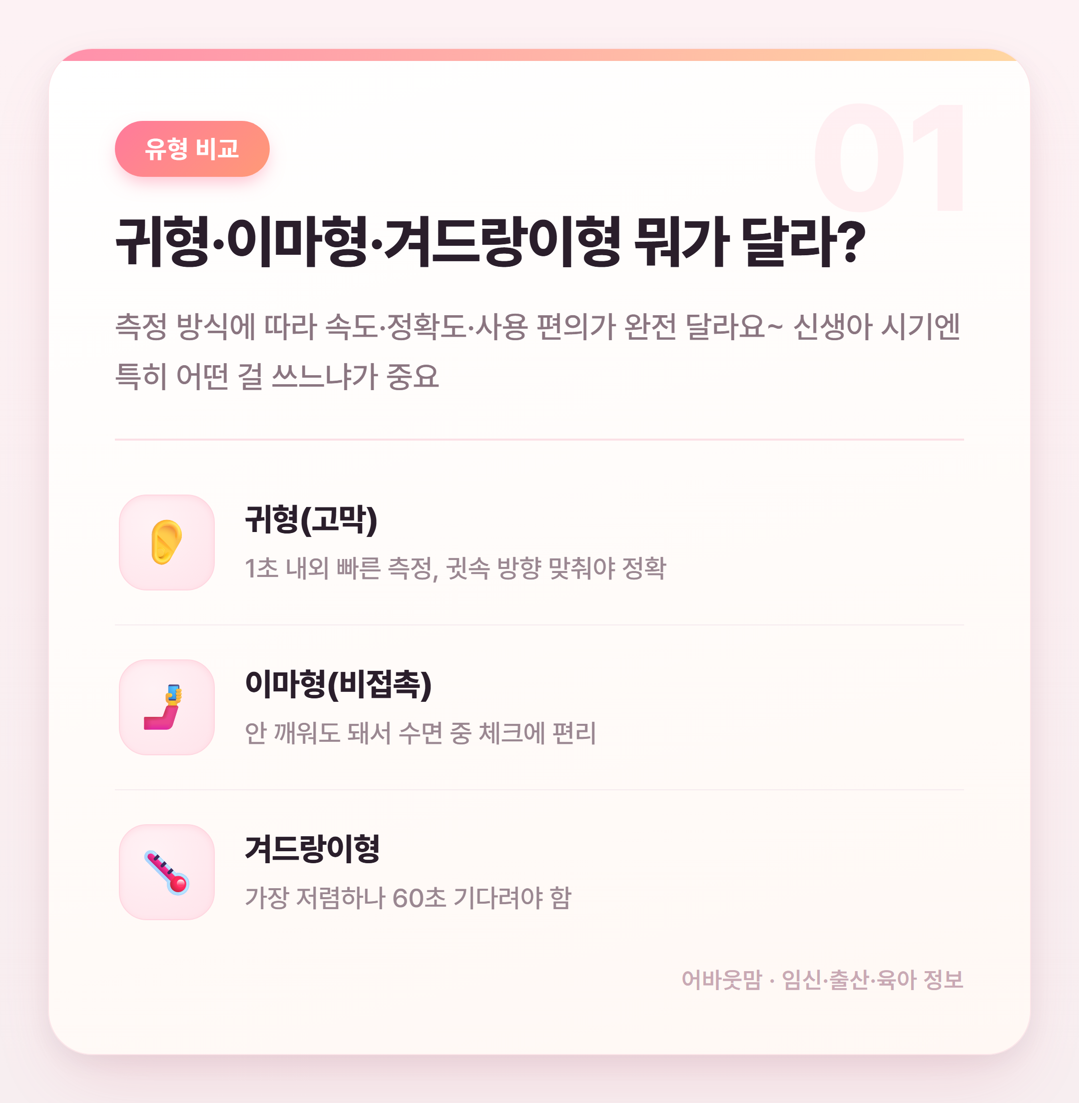 아기 체온계 종류별 비교 추천 2026 설명 카드