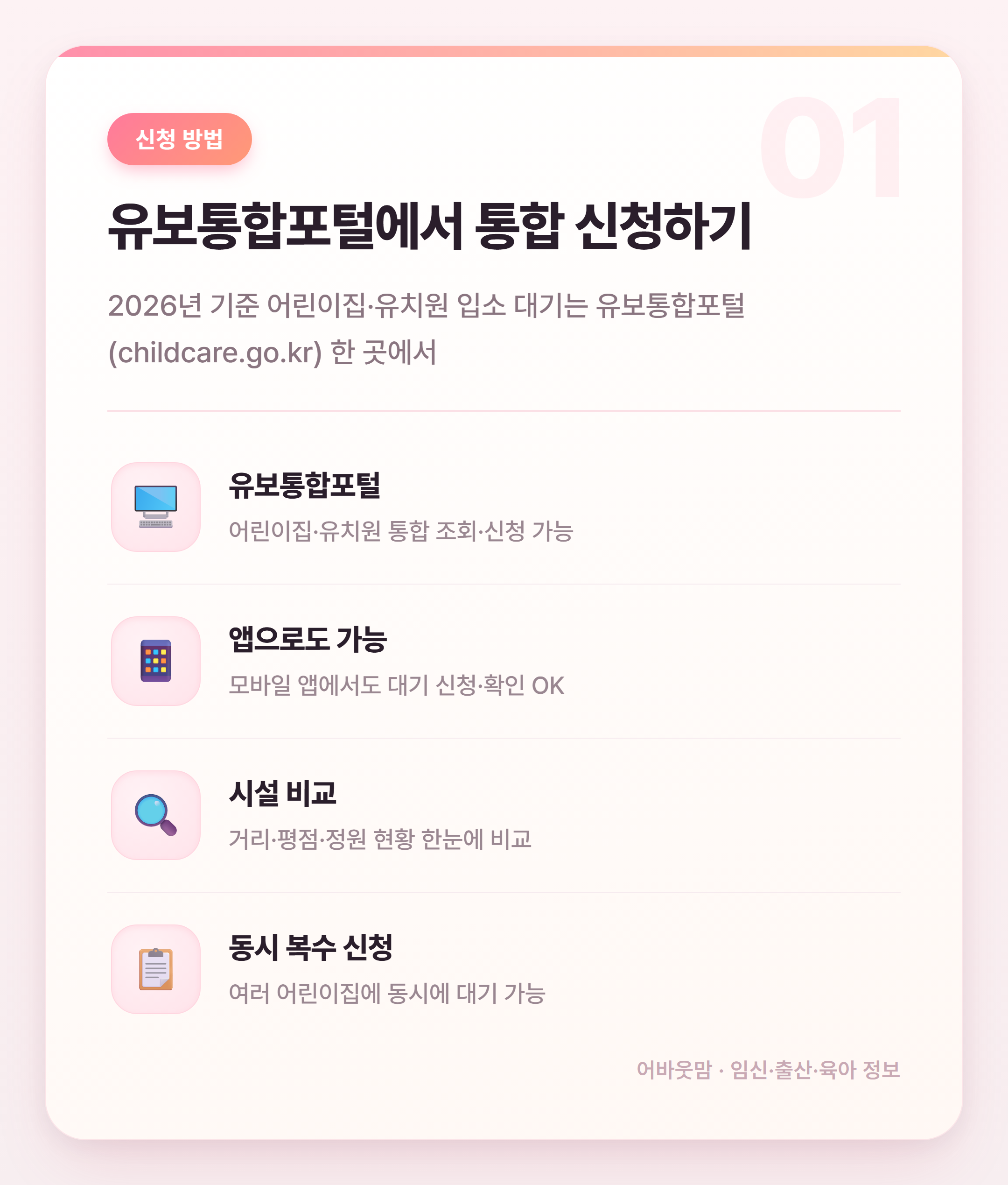어린이집 입소대기 꿀팁 총정리 2026 설명 카드