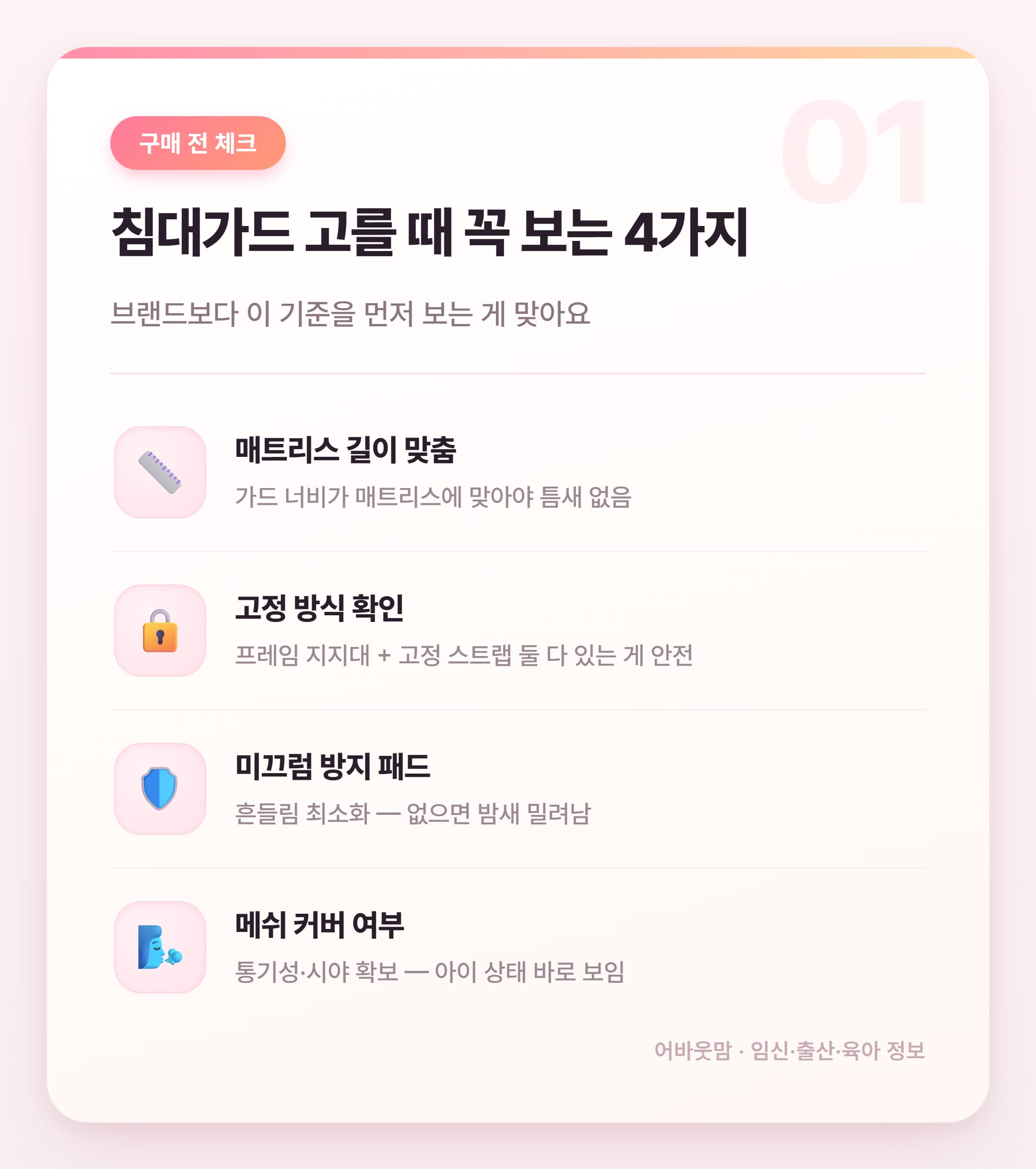 아기 침대가드 인기 상품 비교 2026 설명 카드