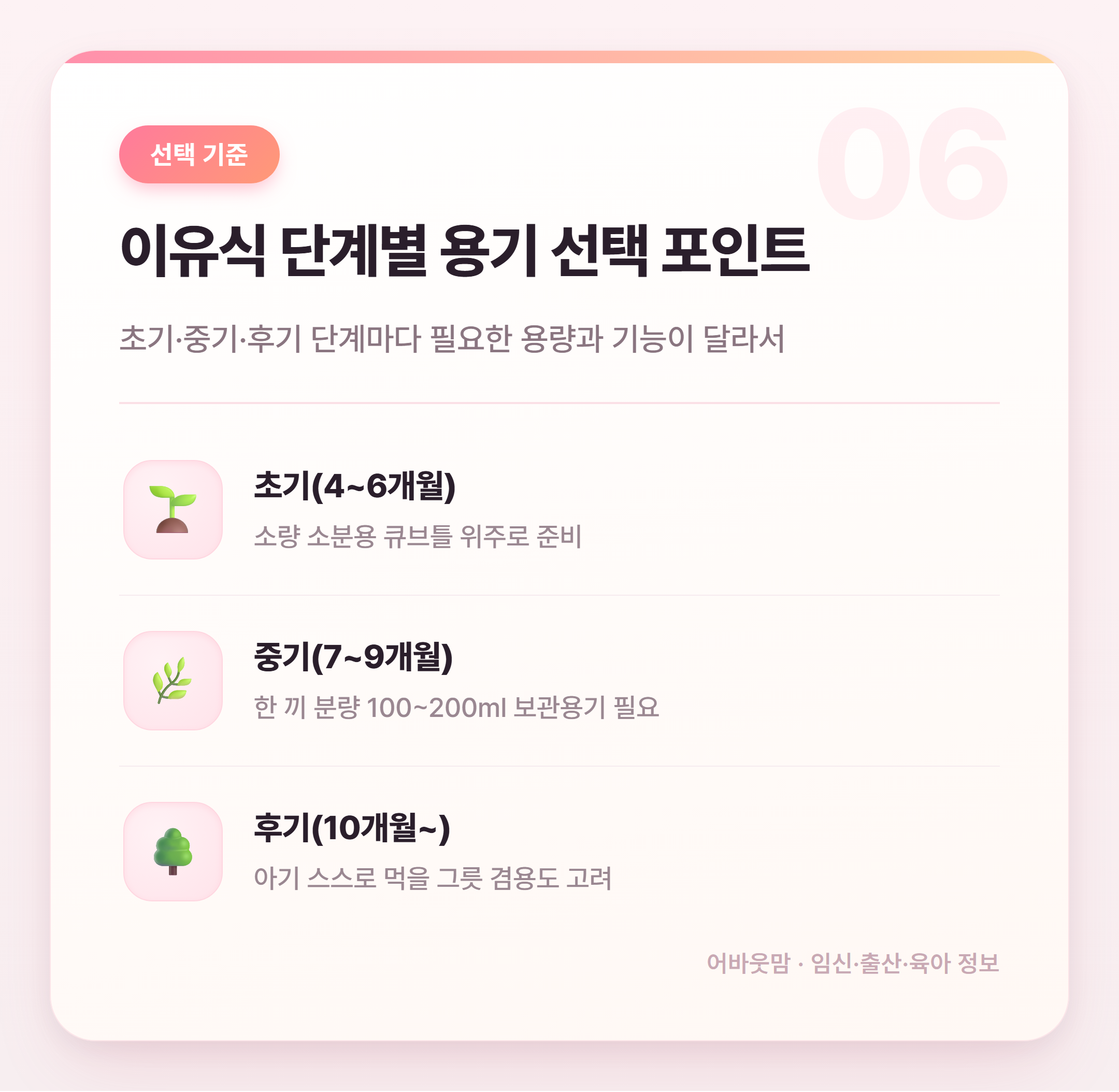 이유식 용기 소재별 비교 추천 2026 설명 카드