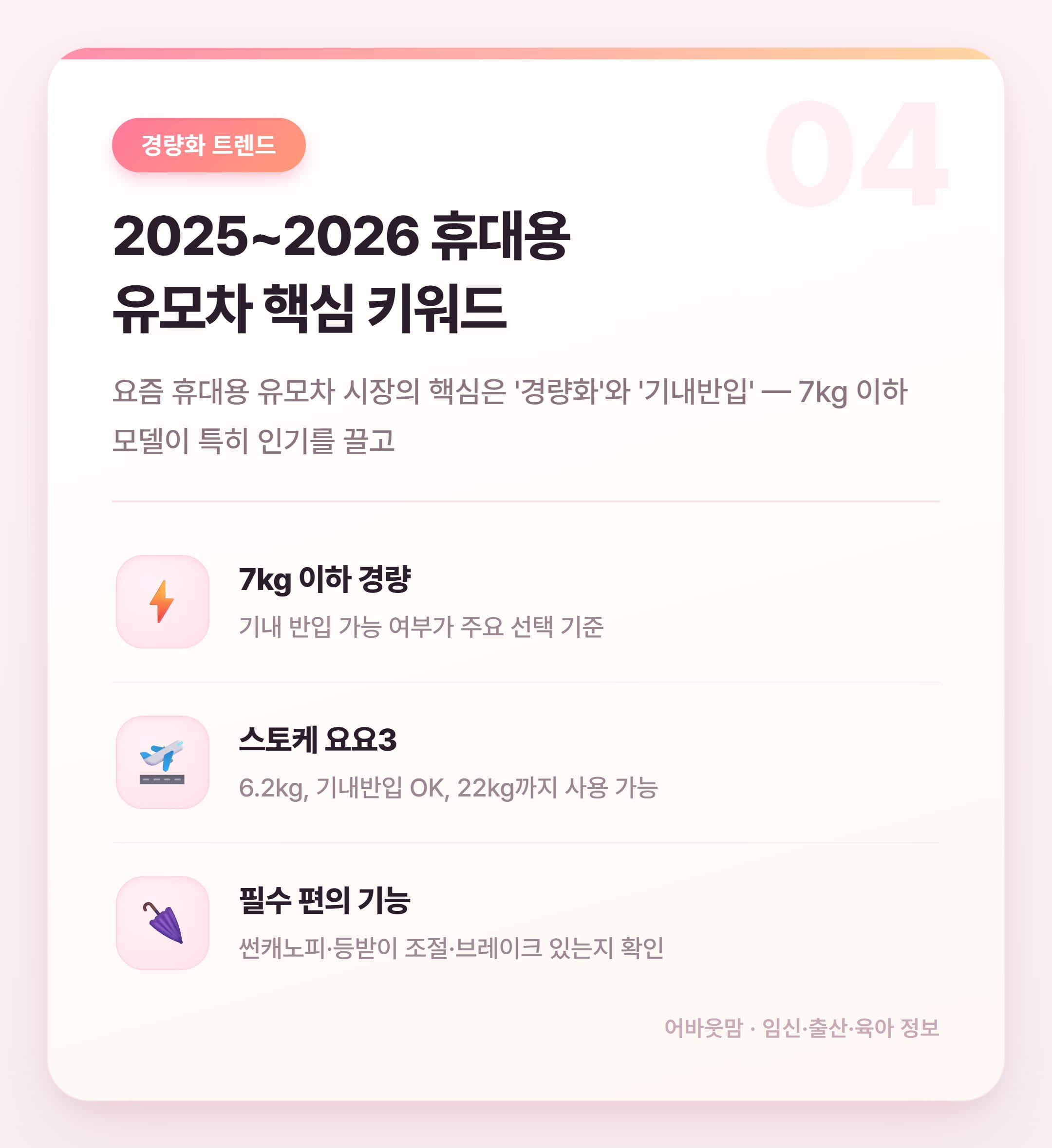 휴대용 유모차 종류별 비교 추천 2026 설명 카드