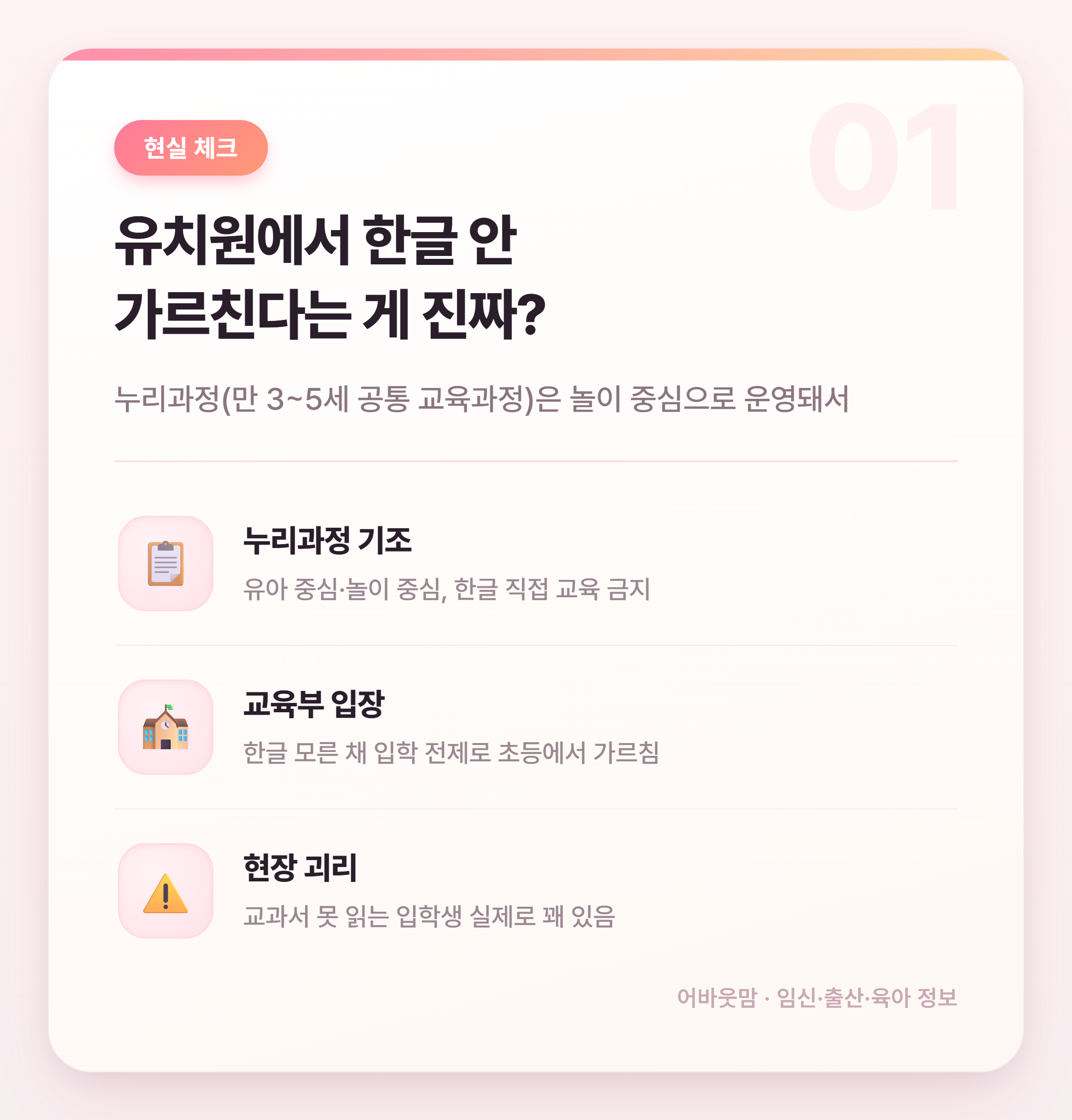 6세 한글 학습지 시작 전 꼭 알아야 할 것 설명 카드