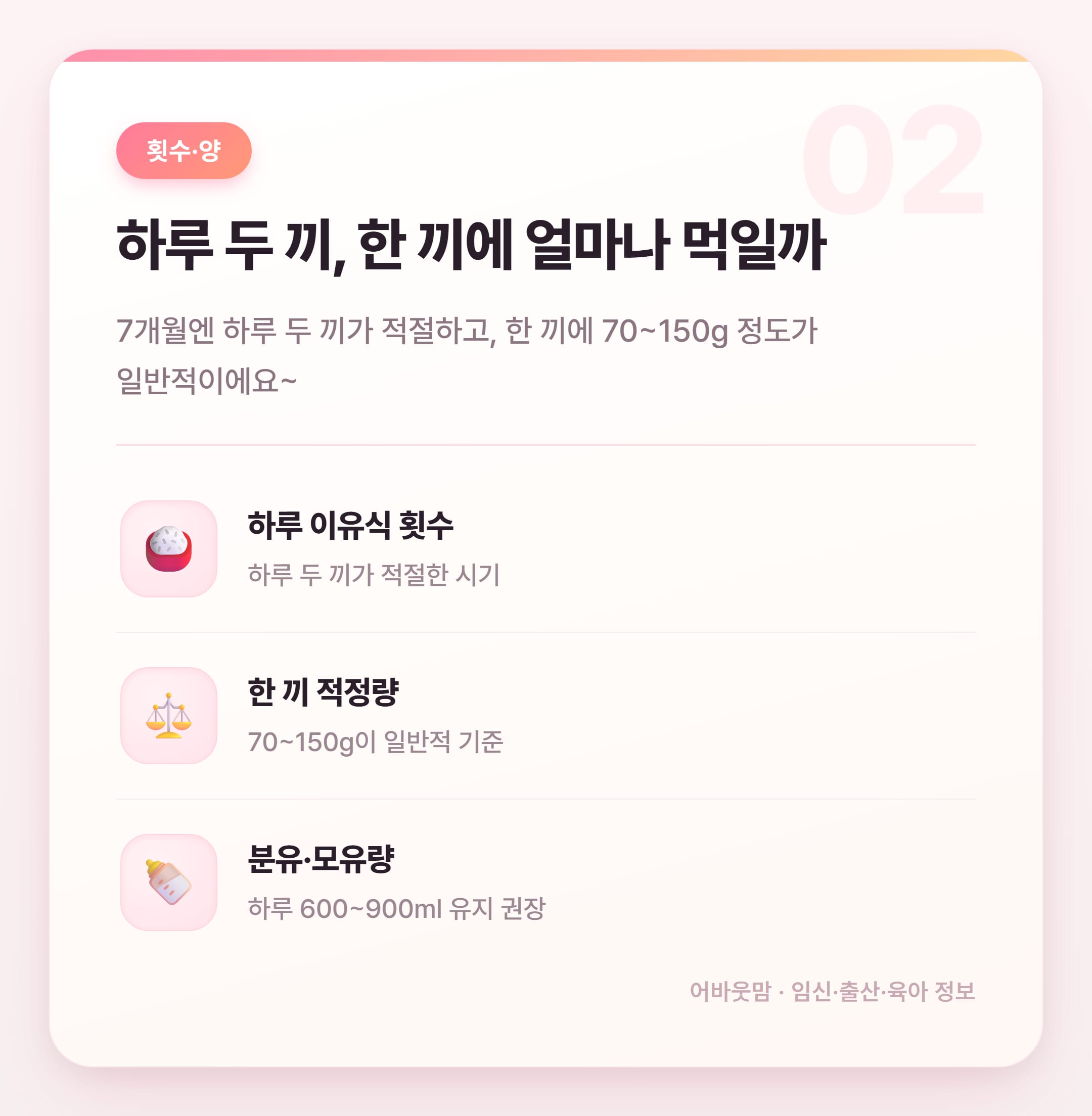 7개월 중기이유식 식단표 실전 정리 설명 카드