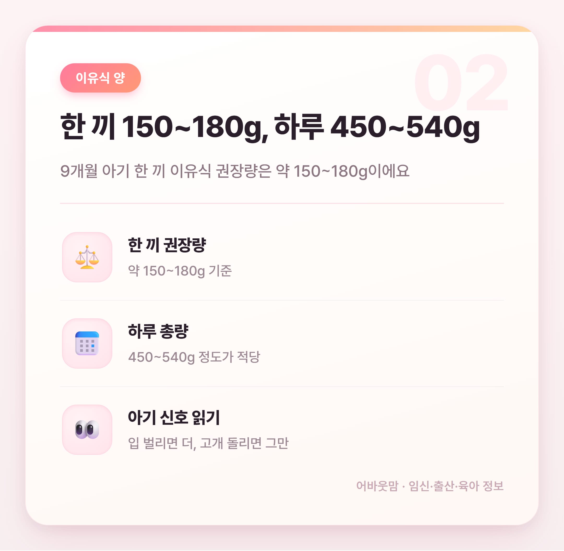 9개월 이유식 식단표 총정리 2026 설명 카드
