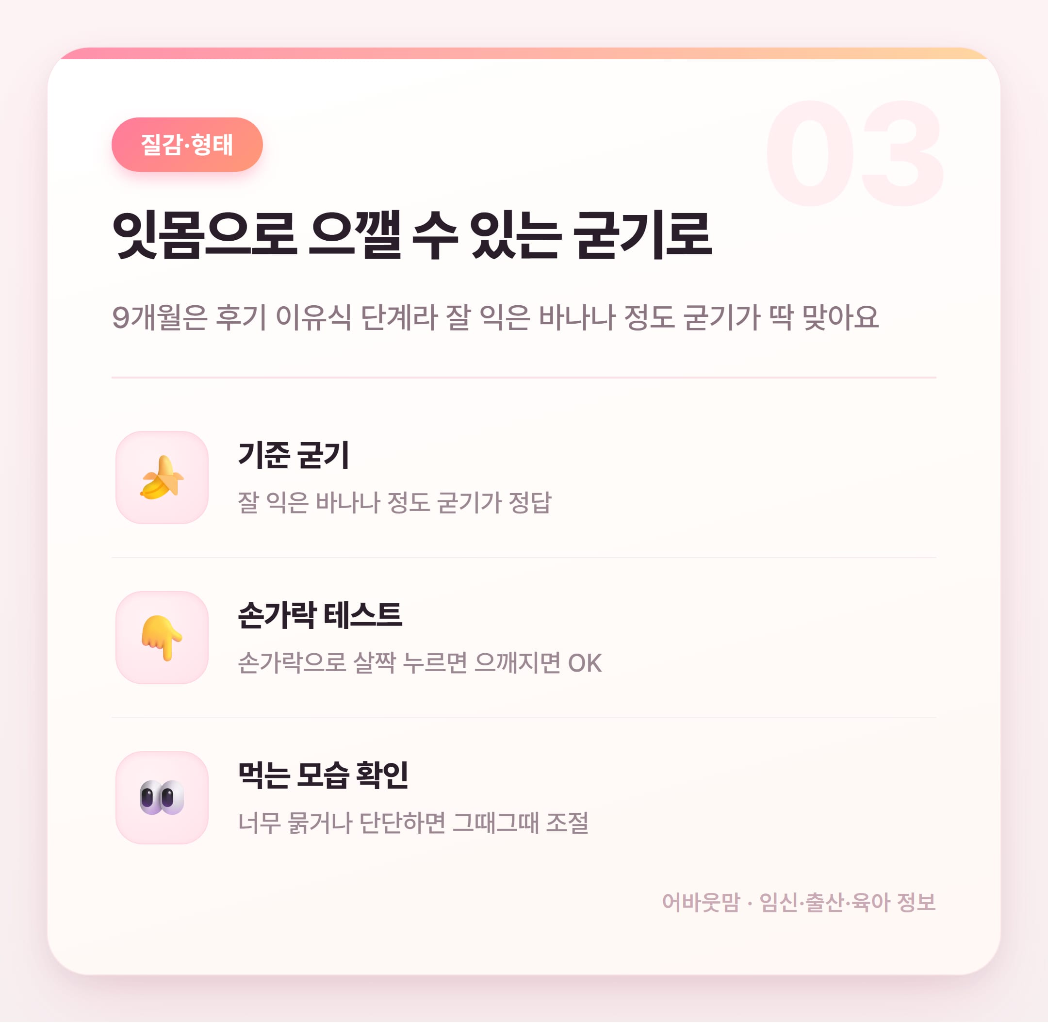 9개월 이유식 레시피 총정리 2026 설명 카드