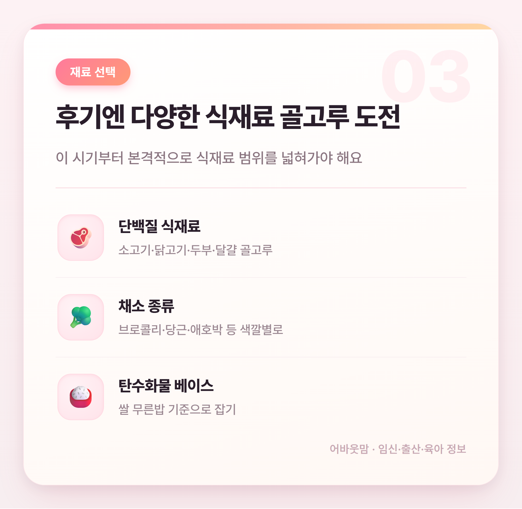 후기 이유식 레시피 총정리 생후 9~11개월 설명 카드