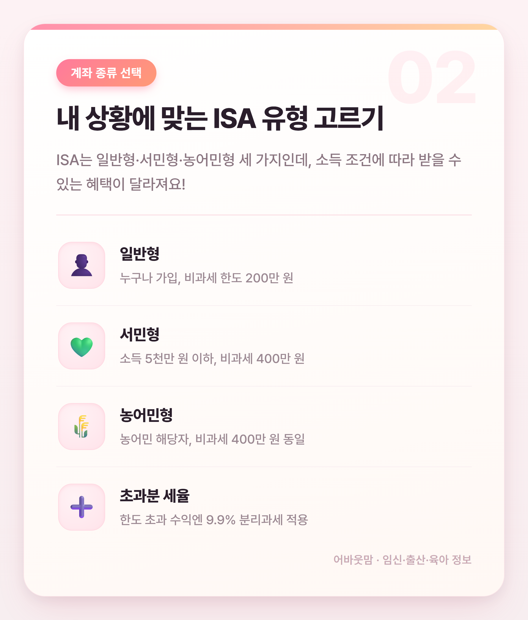 육아맘 ISA 계좌 활용법 절세부터 저축까지 설명 카드