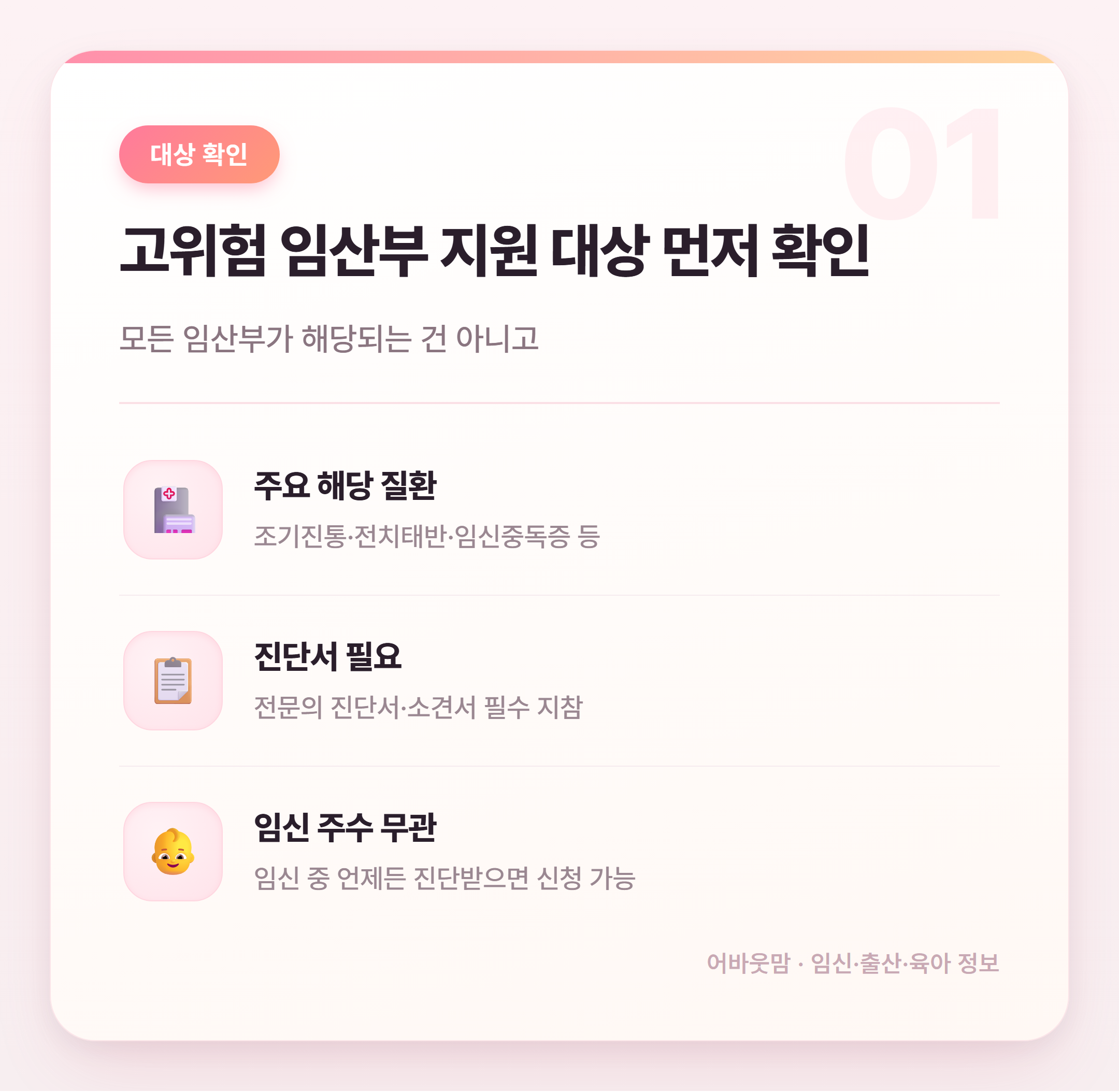 고위험 임산부 의료비 지원 받는 법 정리 설명 카드
