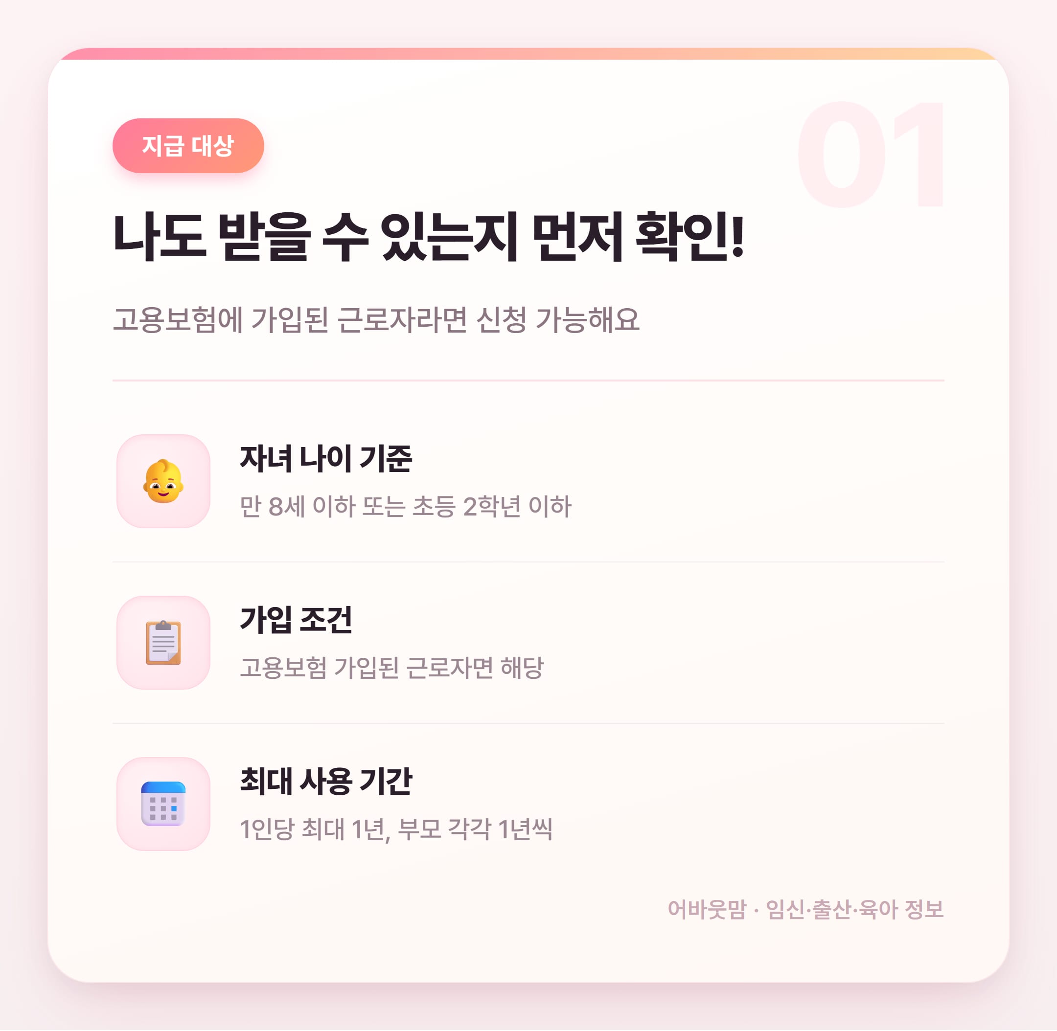 육아휴직급여 지급일·금액 총정리 설명 카드
