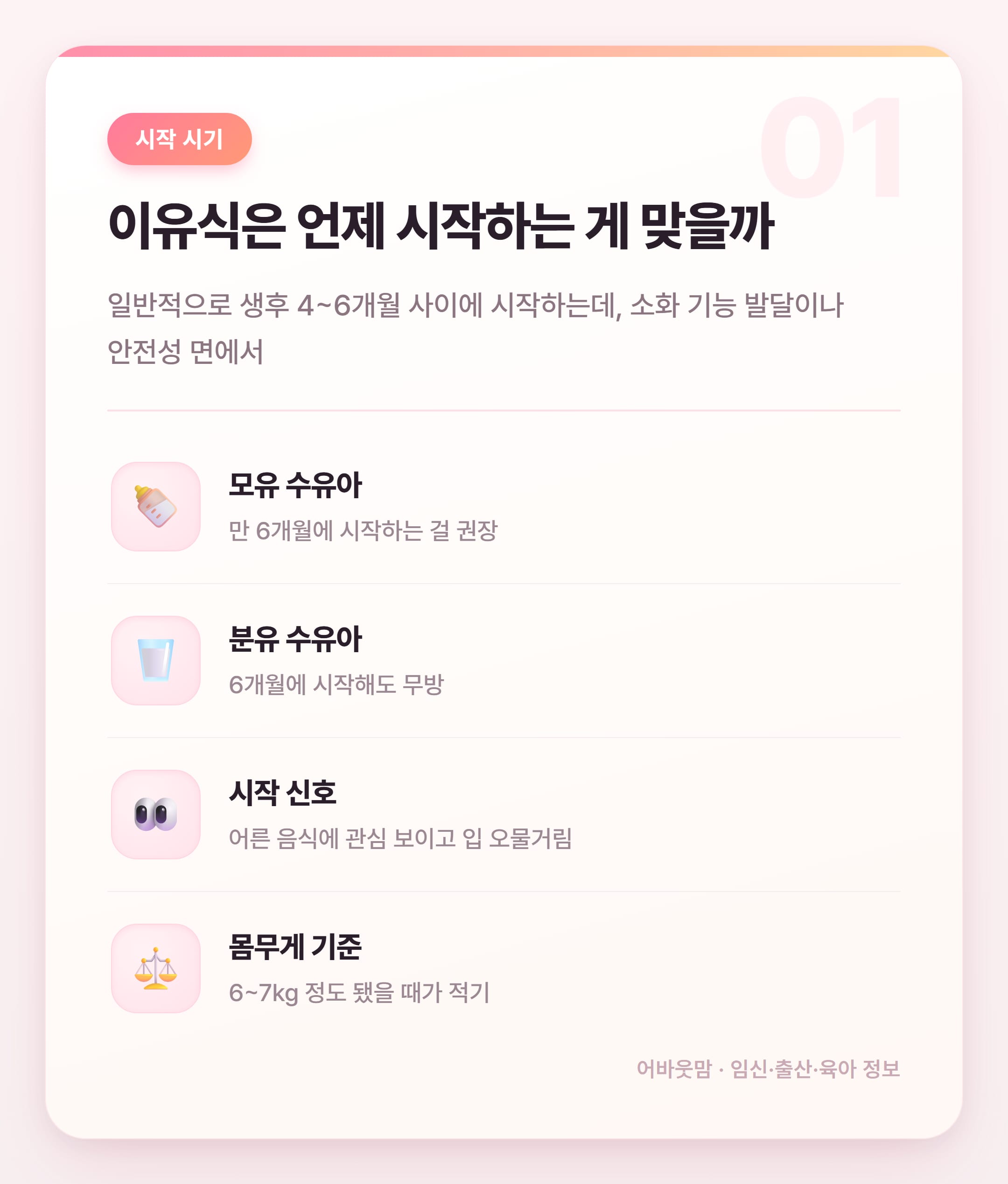 초기 이유식 준비물 리스트 완전 정리 설명 카드