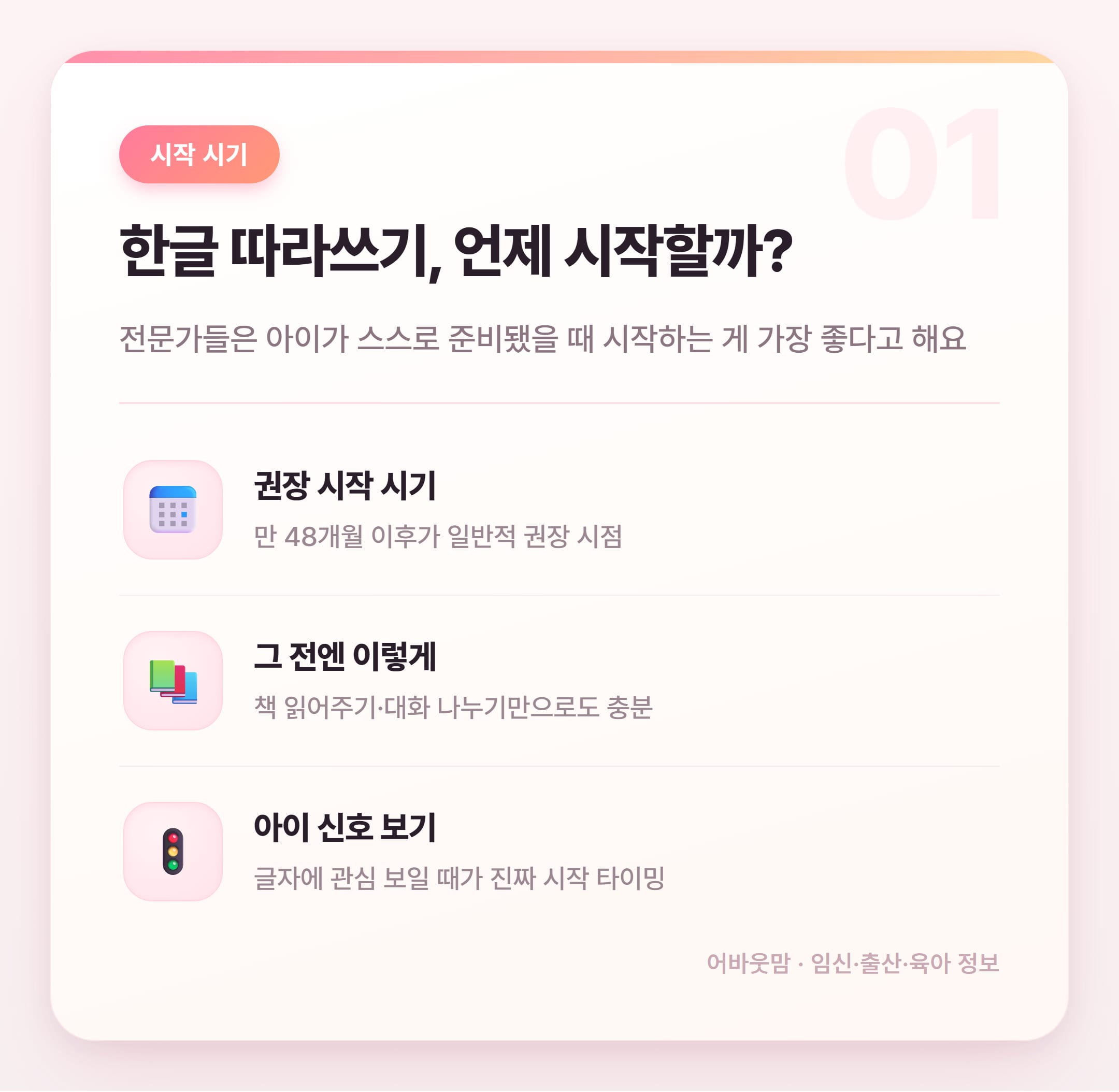 한글 따라쓰기 시작 시기와 유아 교육 실전 정보 설명 카드