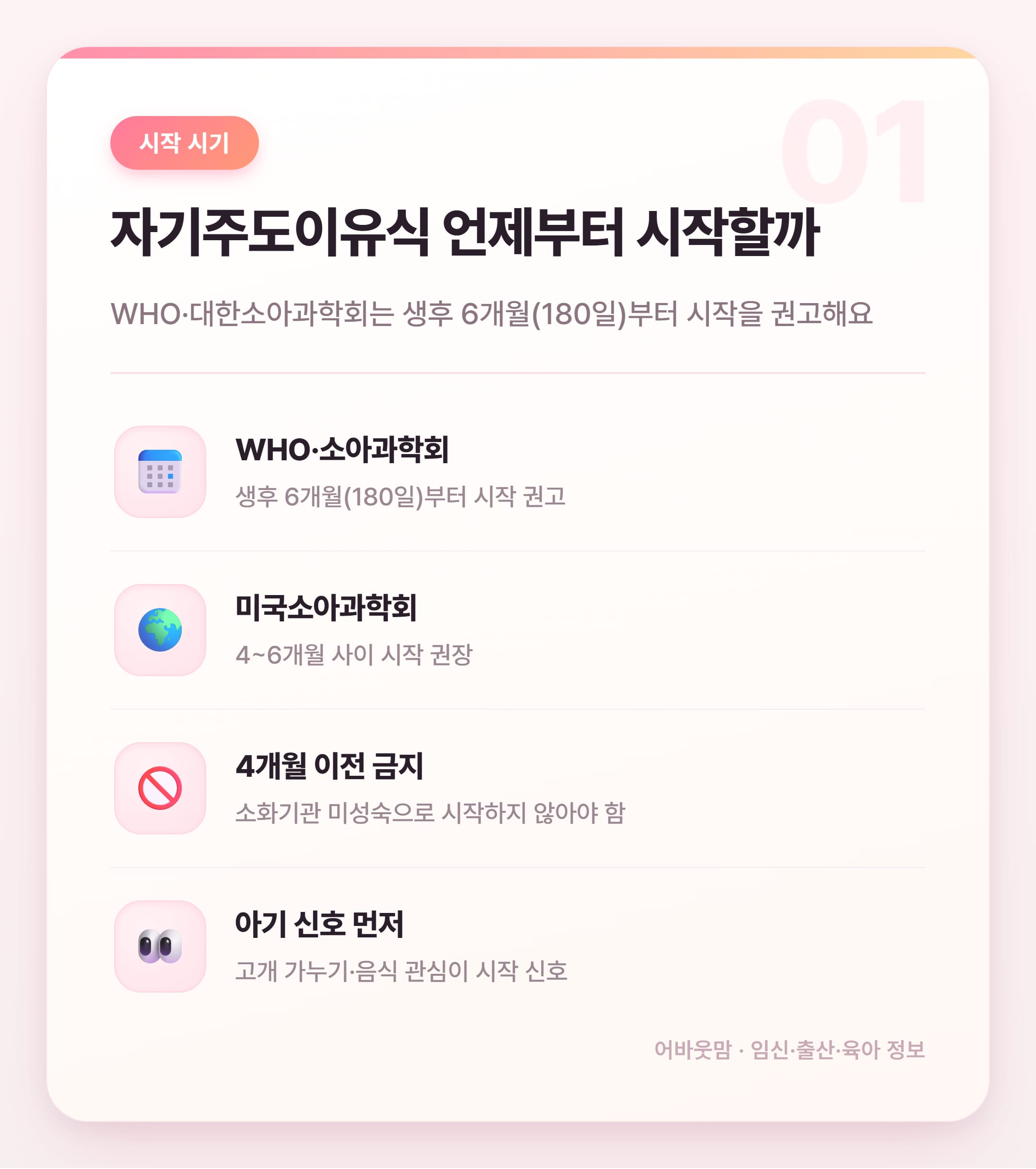 자기주도이유식 레시피 시작 전 꼭 알아둘 것 설명 카드