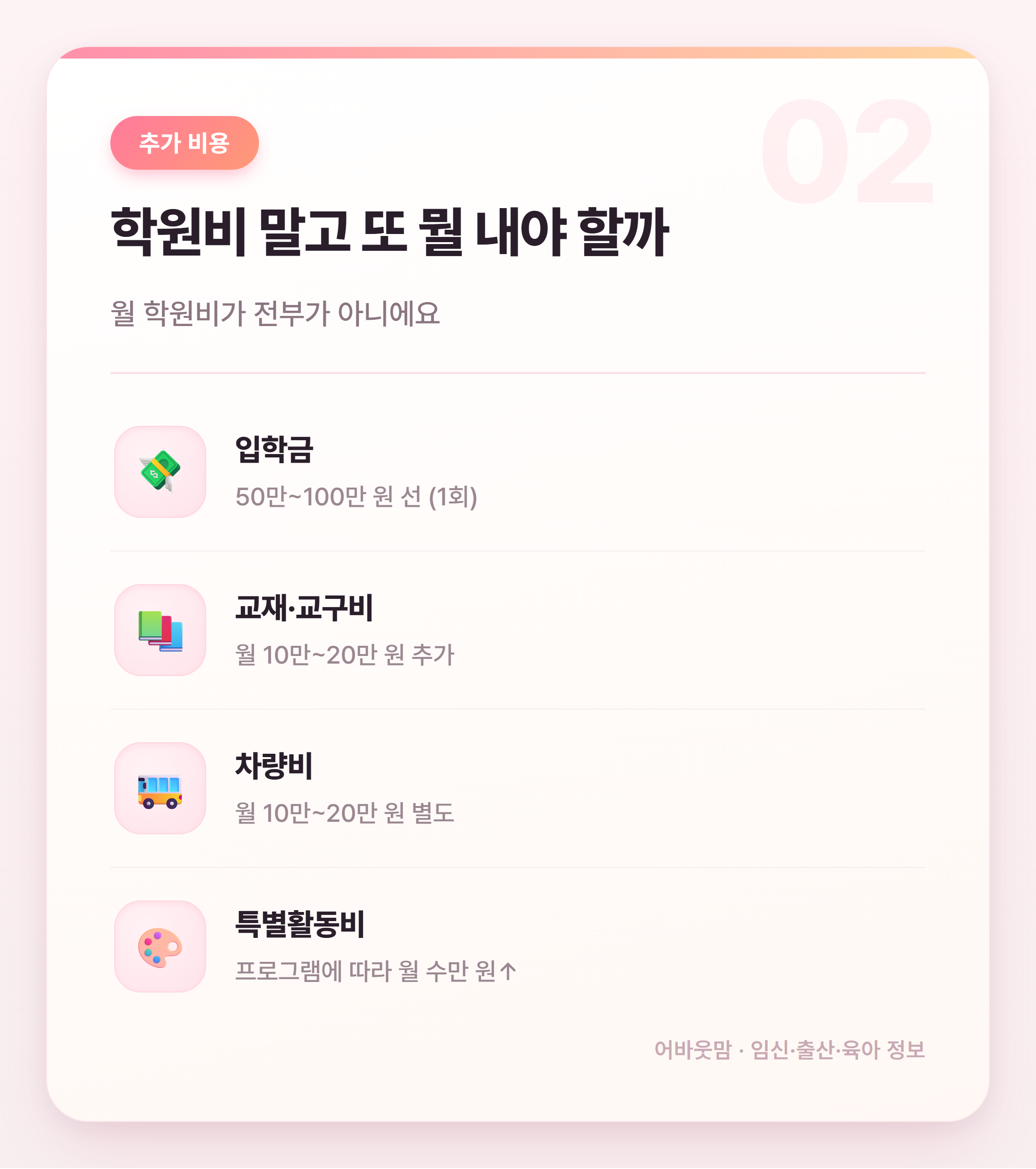 영어유치원 비용 얼마나 들까? 현실 정리 설명 카드
