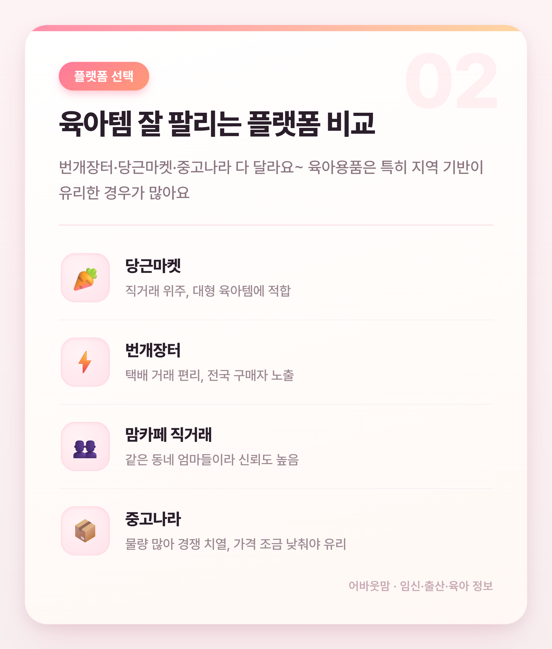 육아템 중고거래 잘하는 법 엄마 필수 정리 설명 카드