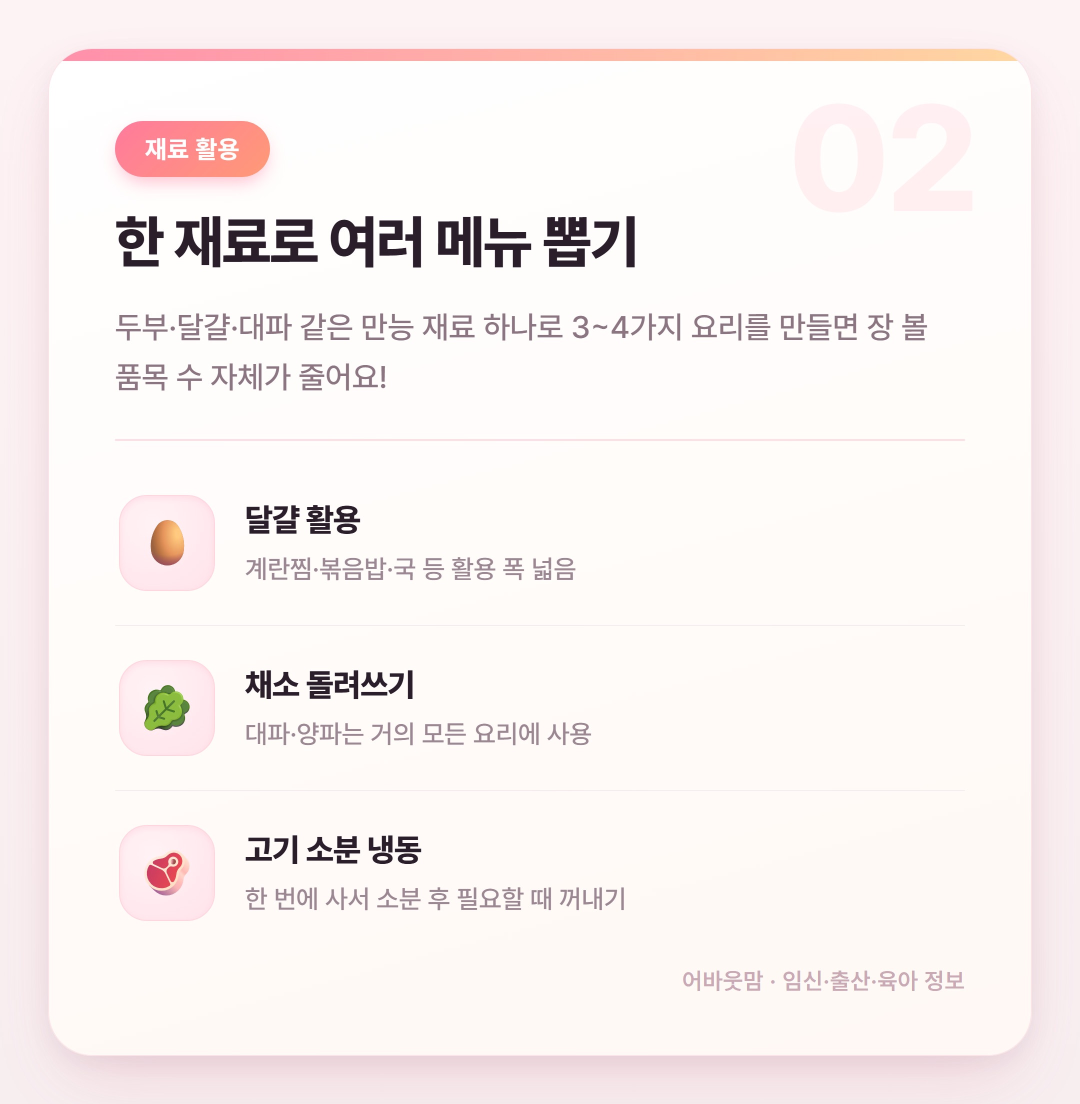 식비절약 메뉴 계획으로 한 달 장바구니 가볍게 설명 카드