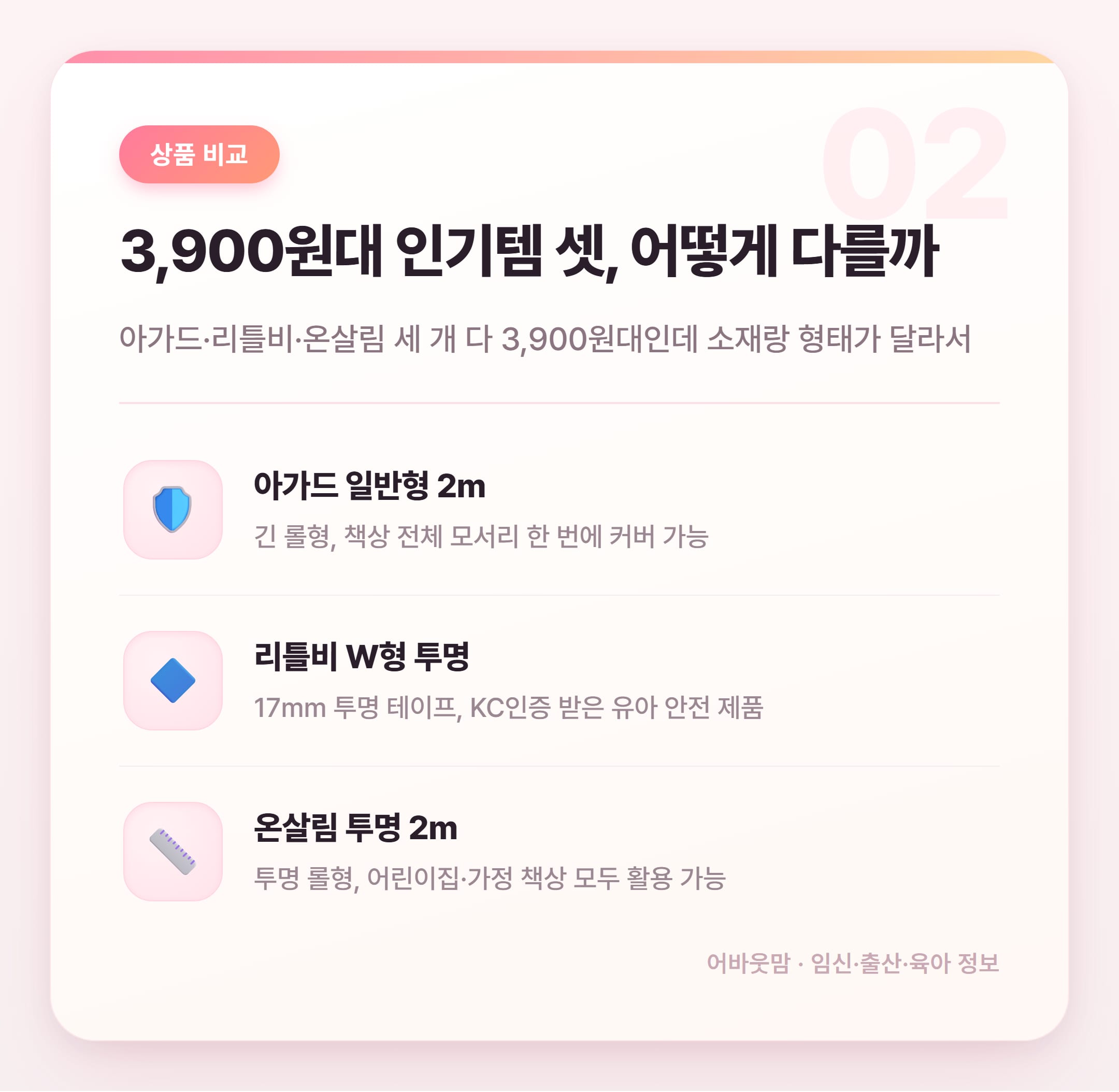 아기 모서리 보호대 종류별 비교 추천 설명 카드