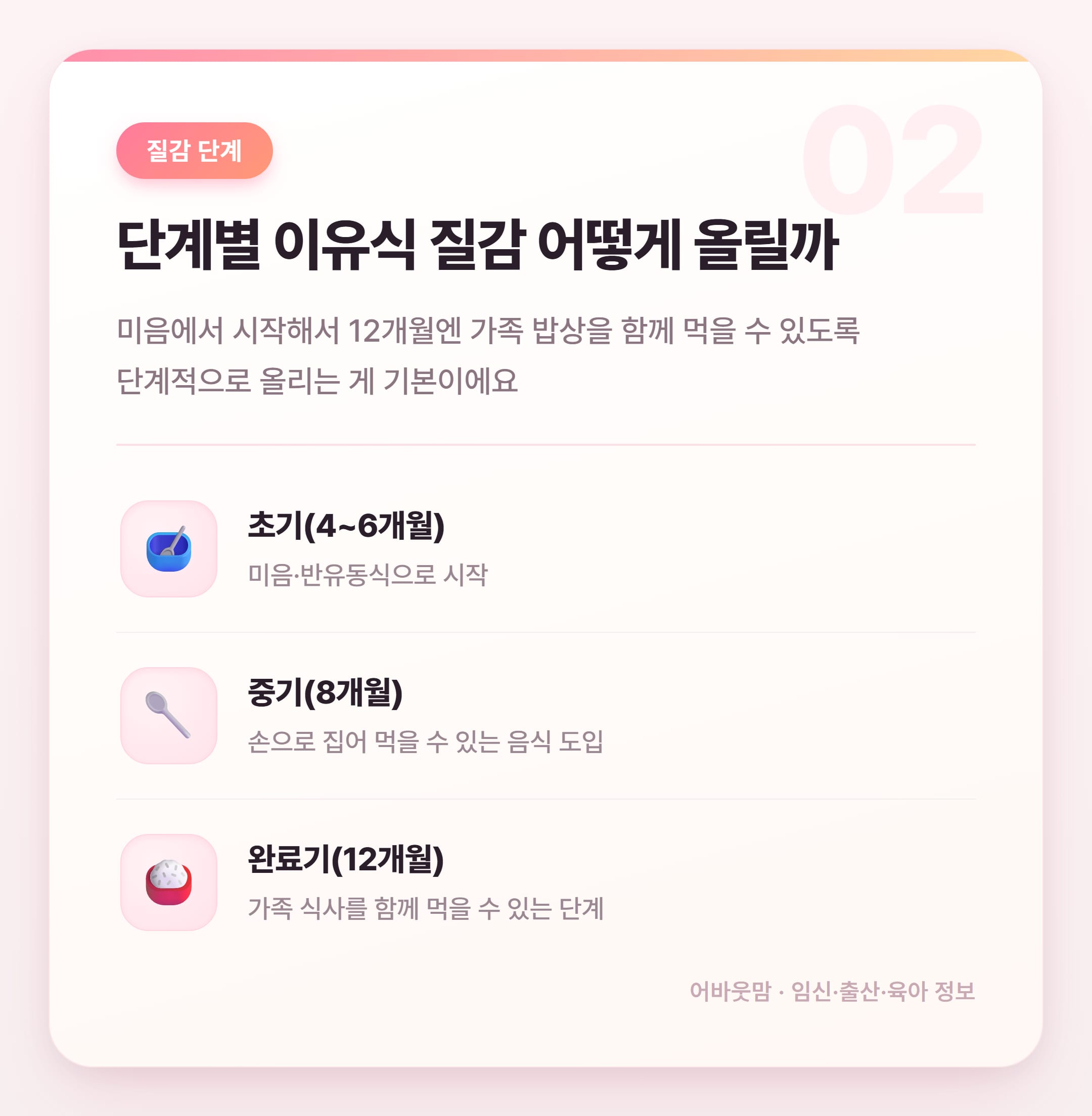 유아식 식단 책 고르기 전에 알아두면 좋은 것들 설명 카드