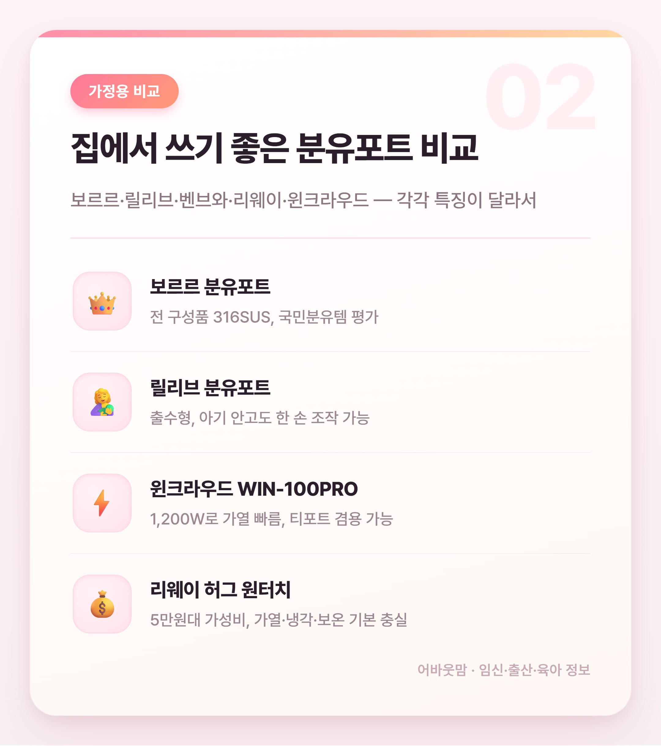 분유포트 뭐 살지 고민될 때 보는 비교 정리 설명 카드