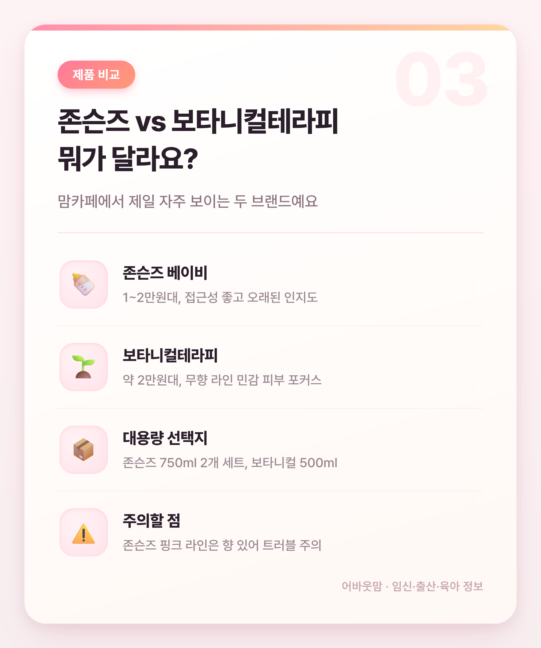 아기 로션 어떤 거 써요? 인기 제품 비교 정리 설명 카드