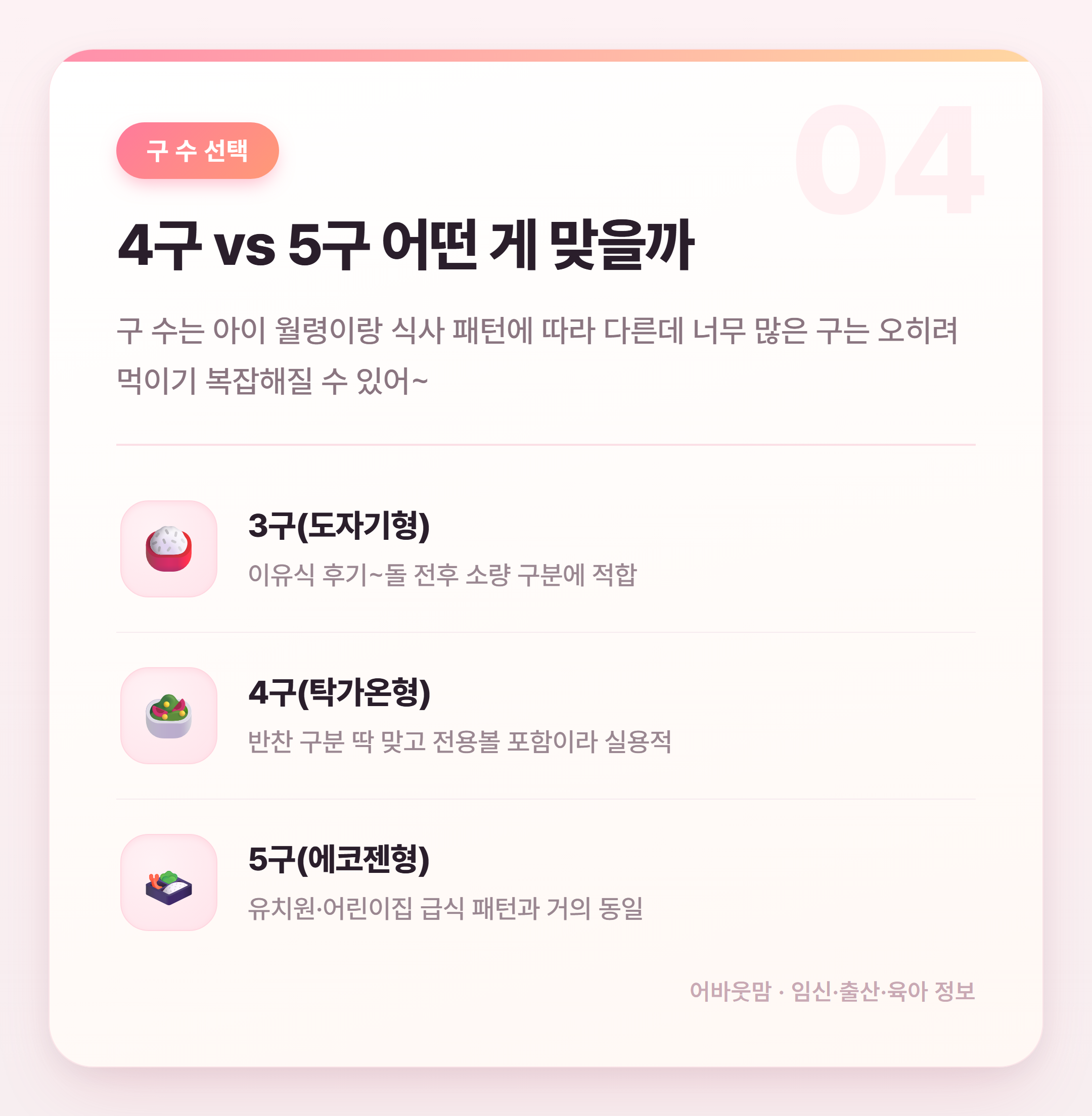 유아 식판 소재별 비교 어떤 게 맞을까 설명 카드