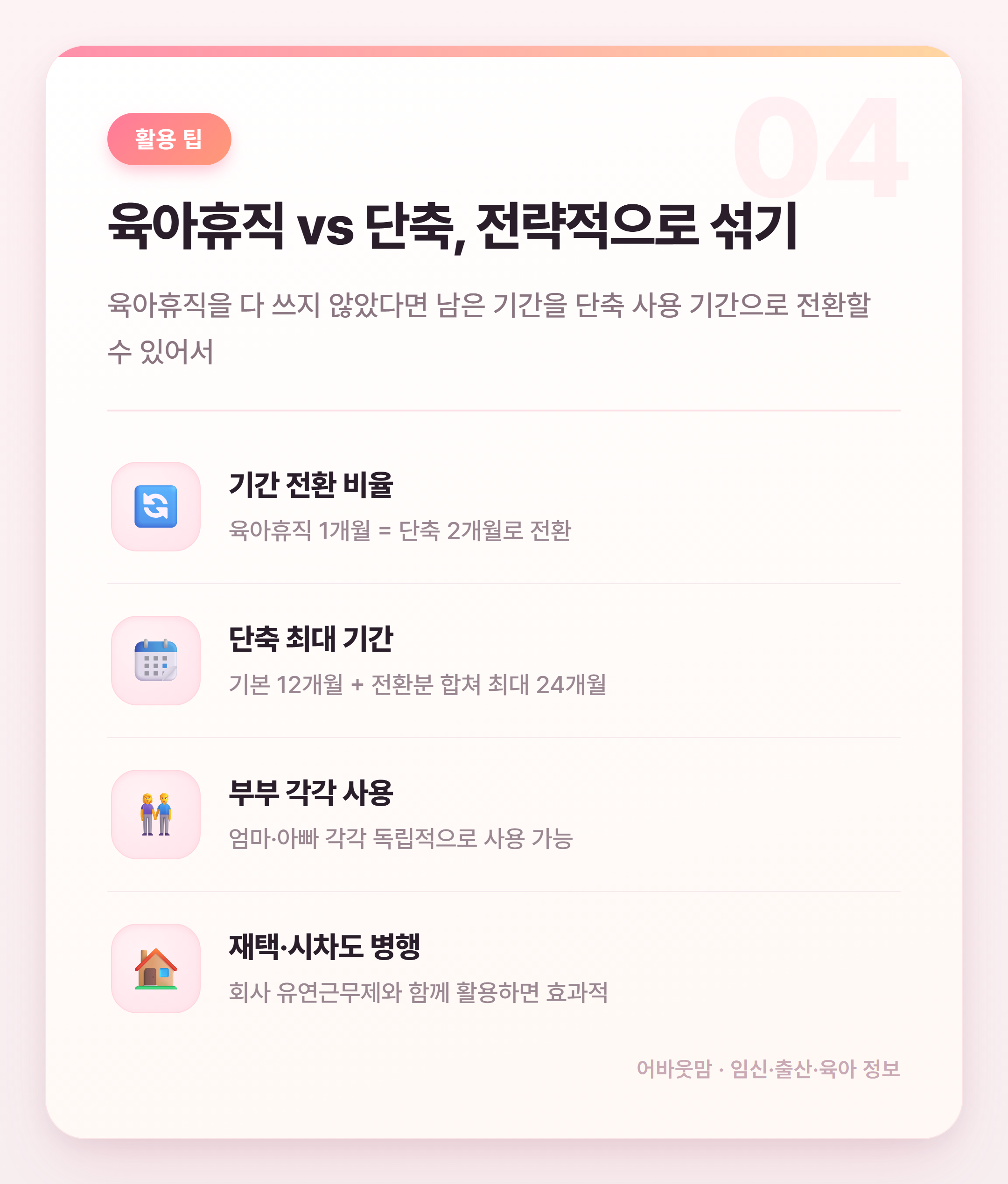 육아기 근로시간 단축 급여 제대로 받는 법 설명 카드