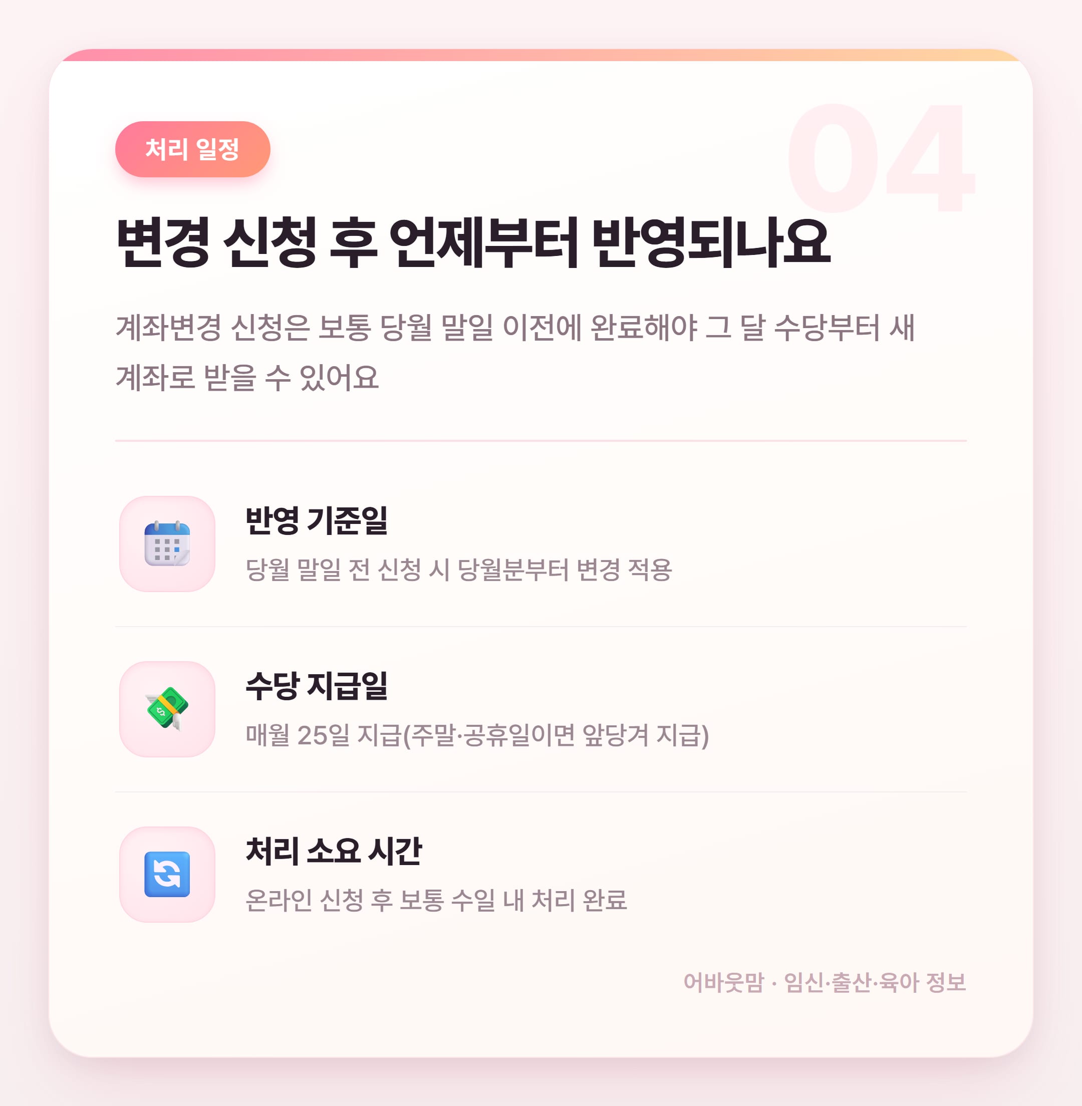 아동수당 계좌변경 방법 총정리 설명 카드