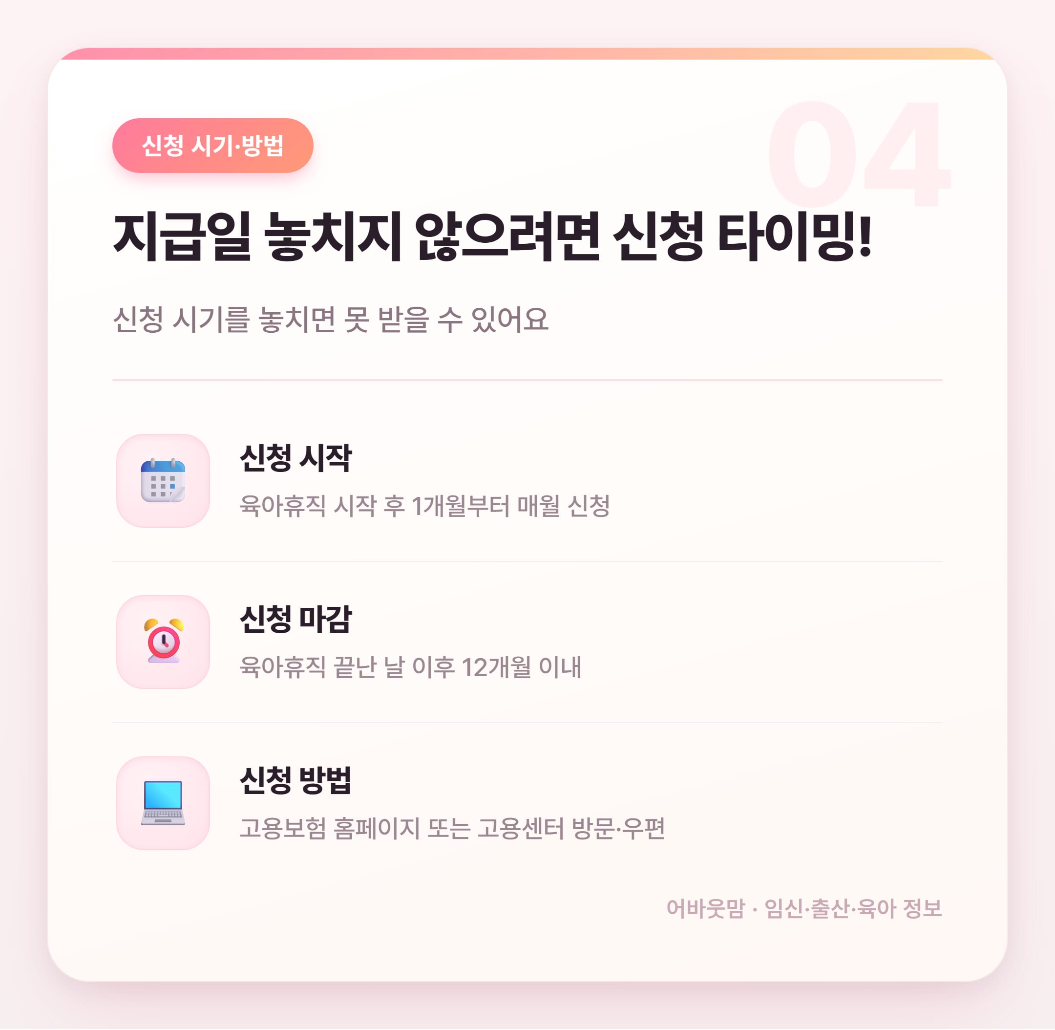 육아휴직급여 지급일·금액 총정리 설명 카드