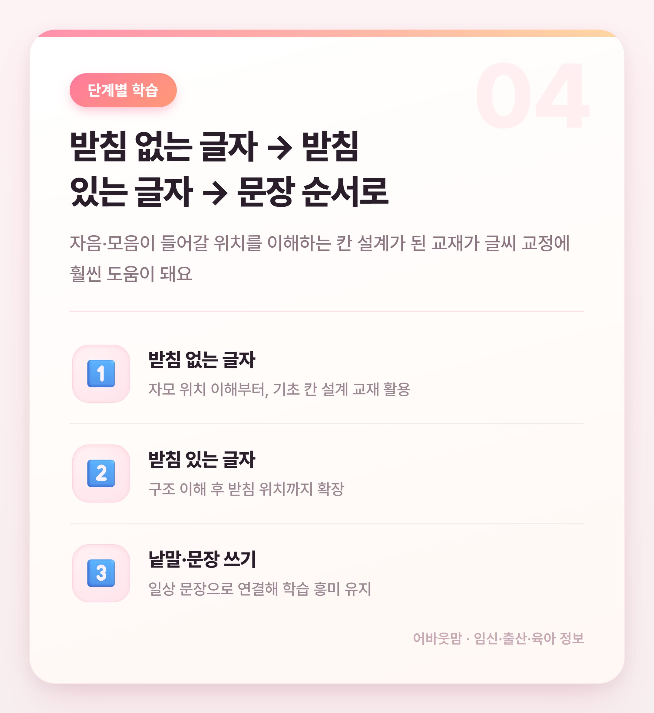 한글 쓰기 연습 책 고르는 법 총정리 설명 카드