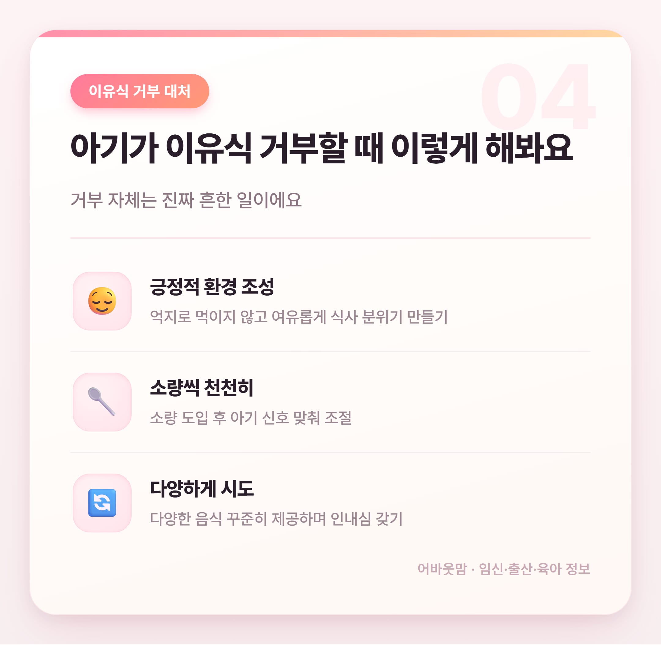 유아식 식단 책으로 정리한 이유식 단계별 가이드 설명 카드