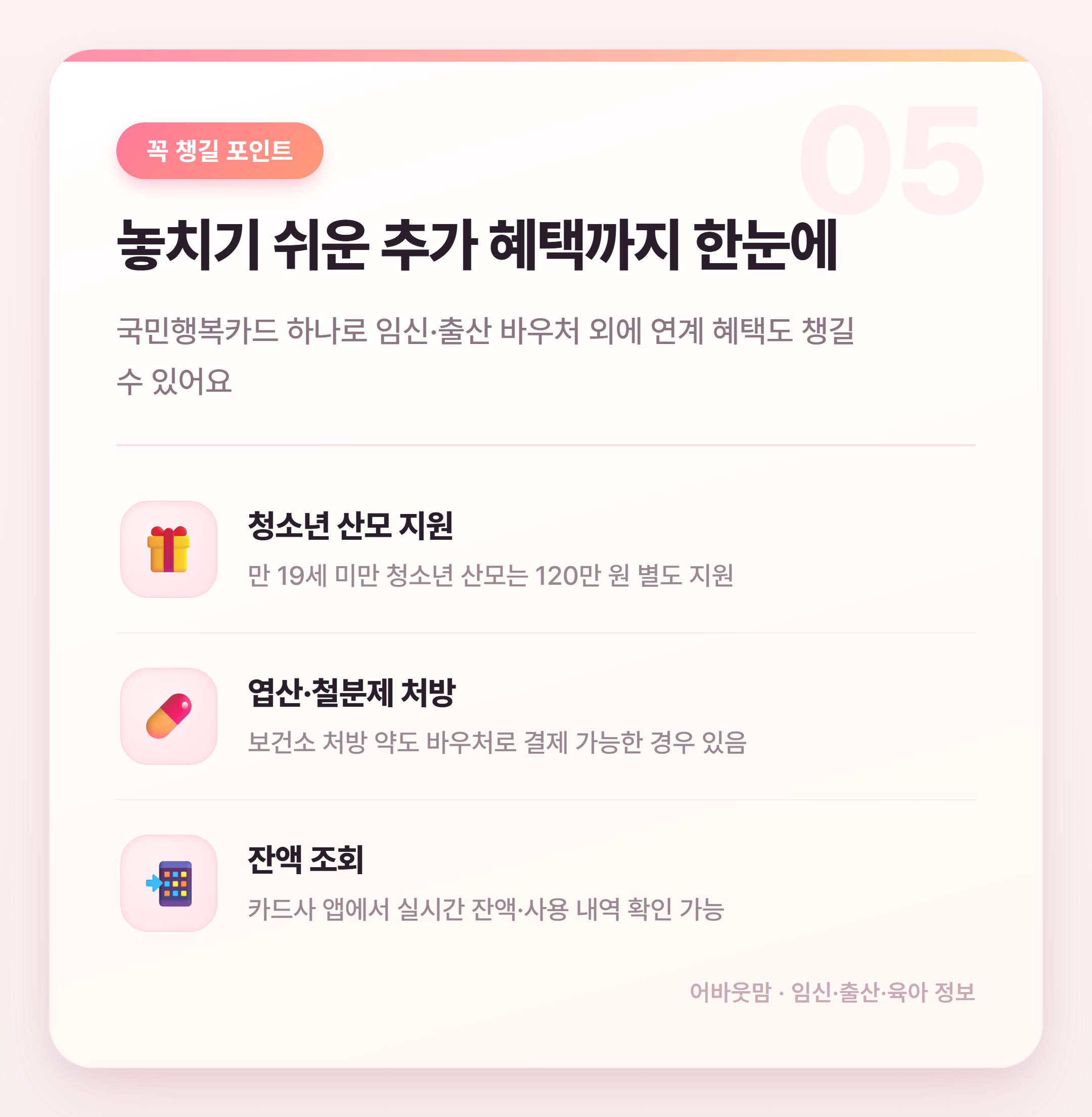 국민행복카드 임신출산 진료비 지원 총정리 설명 카드