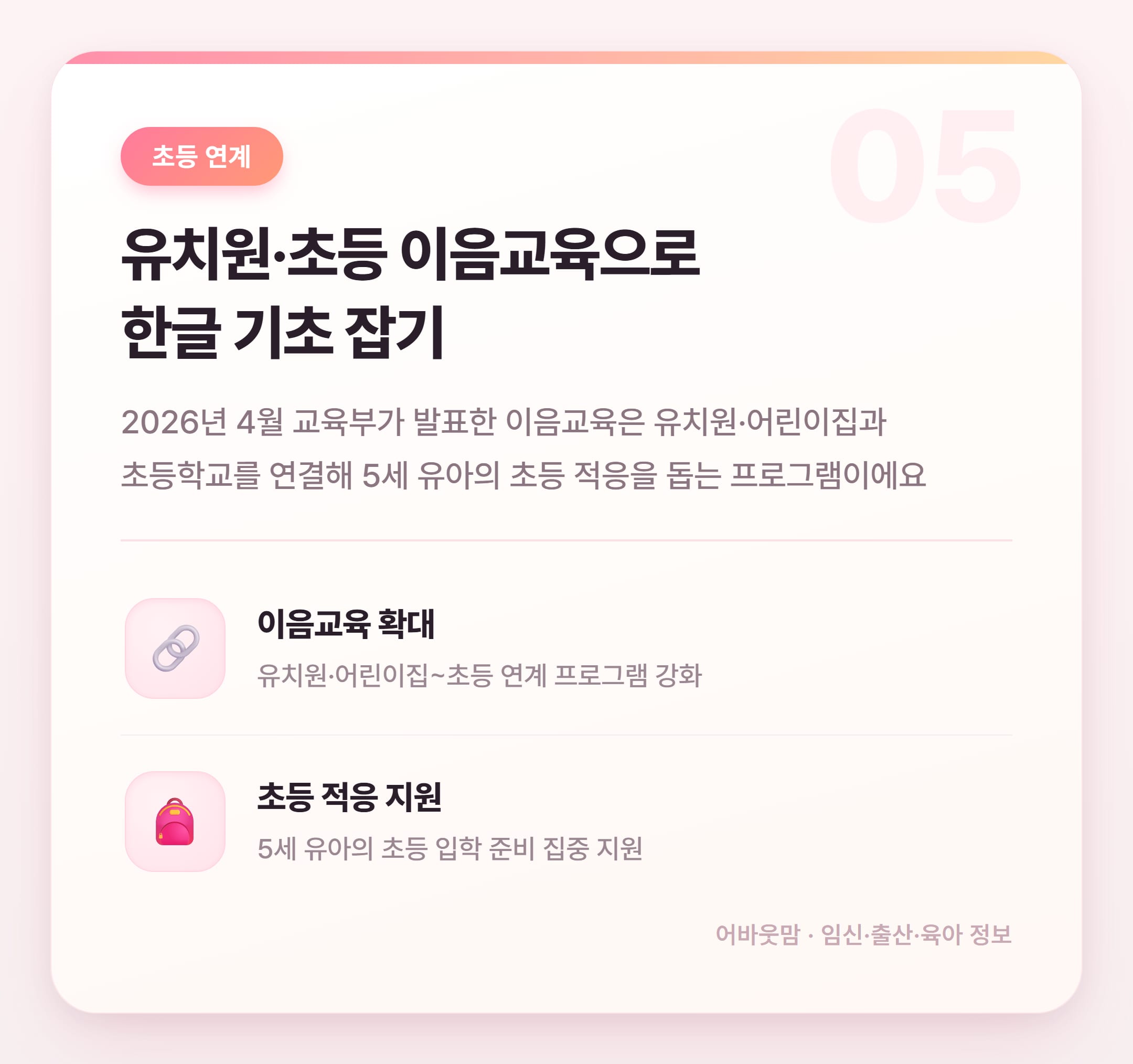 한글 자음 모음 분리 현상, 유아 한글 교육에서 왜 생길까 설명 카드